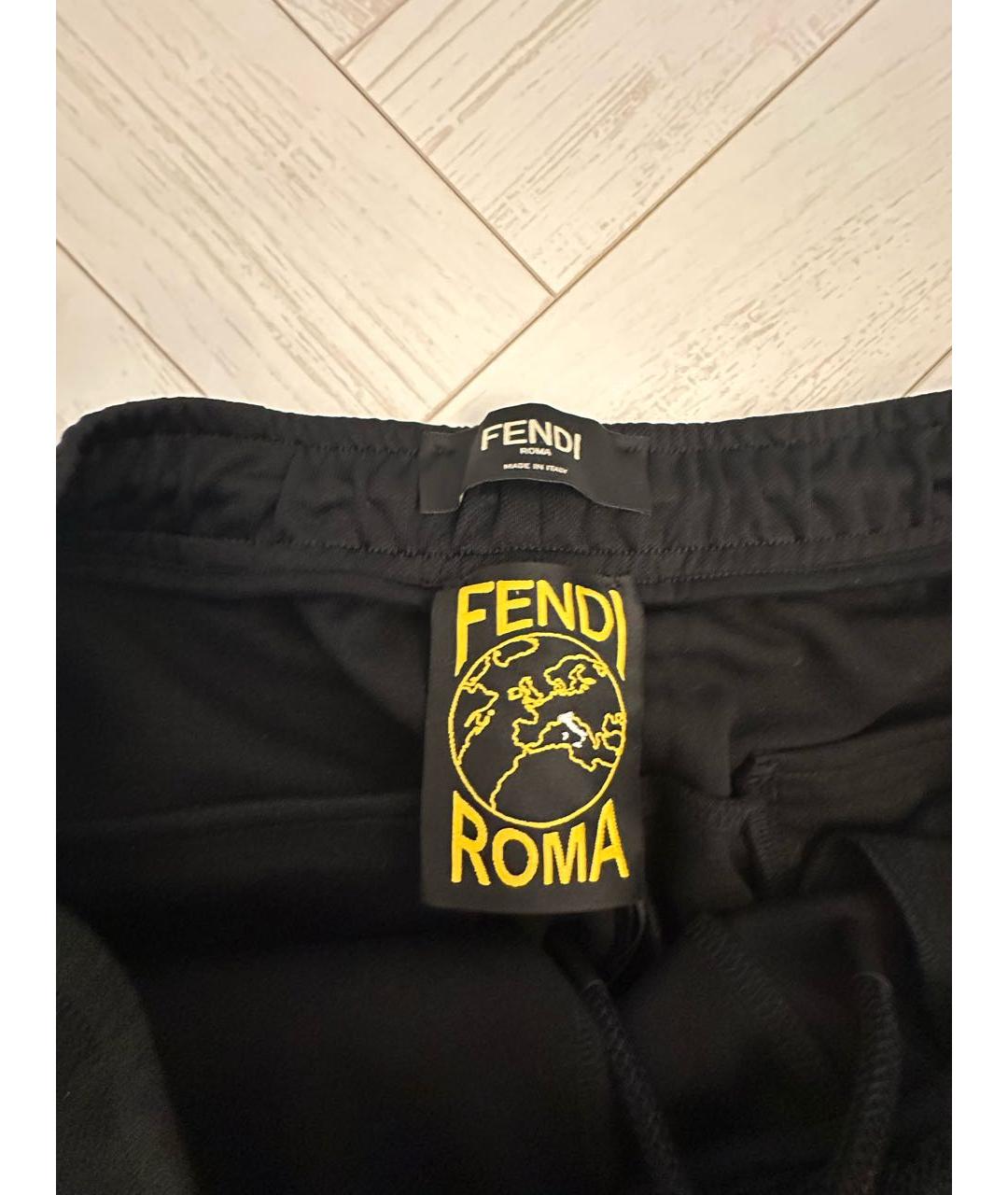 FENDI Желтые хлопковые повседневные брюки, фото 4