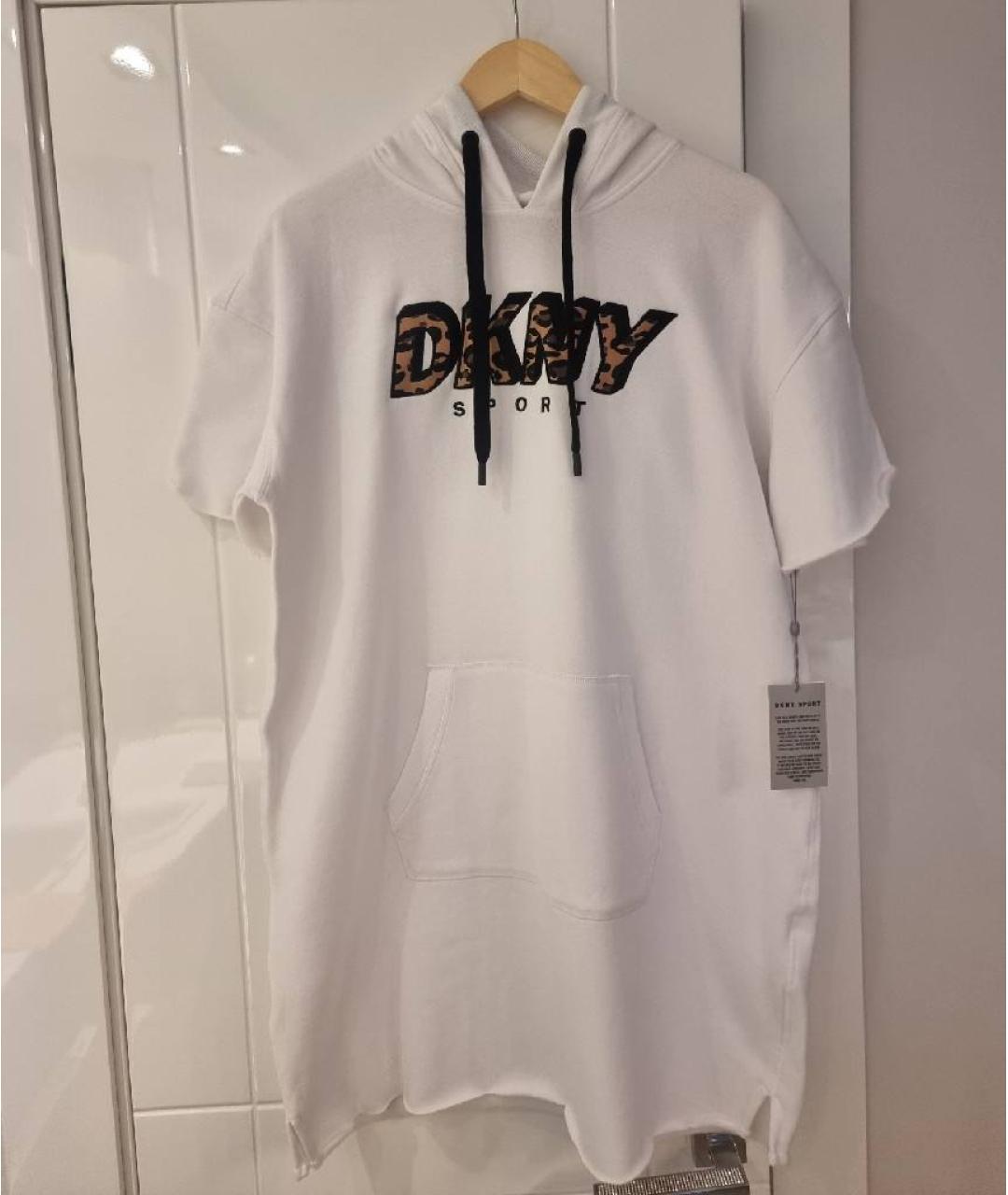DKNY Белое хлопковое повседневное платье, фото 2