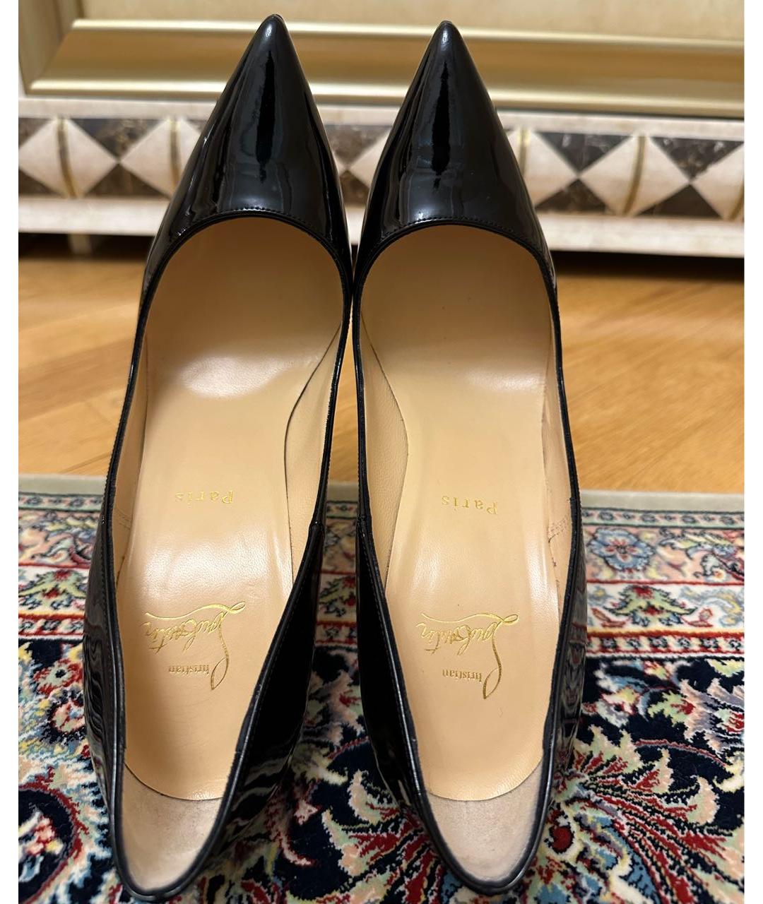 CHRISTIAN LOUBOUTIN Черные кожаные туфли, фото 3