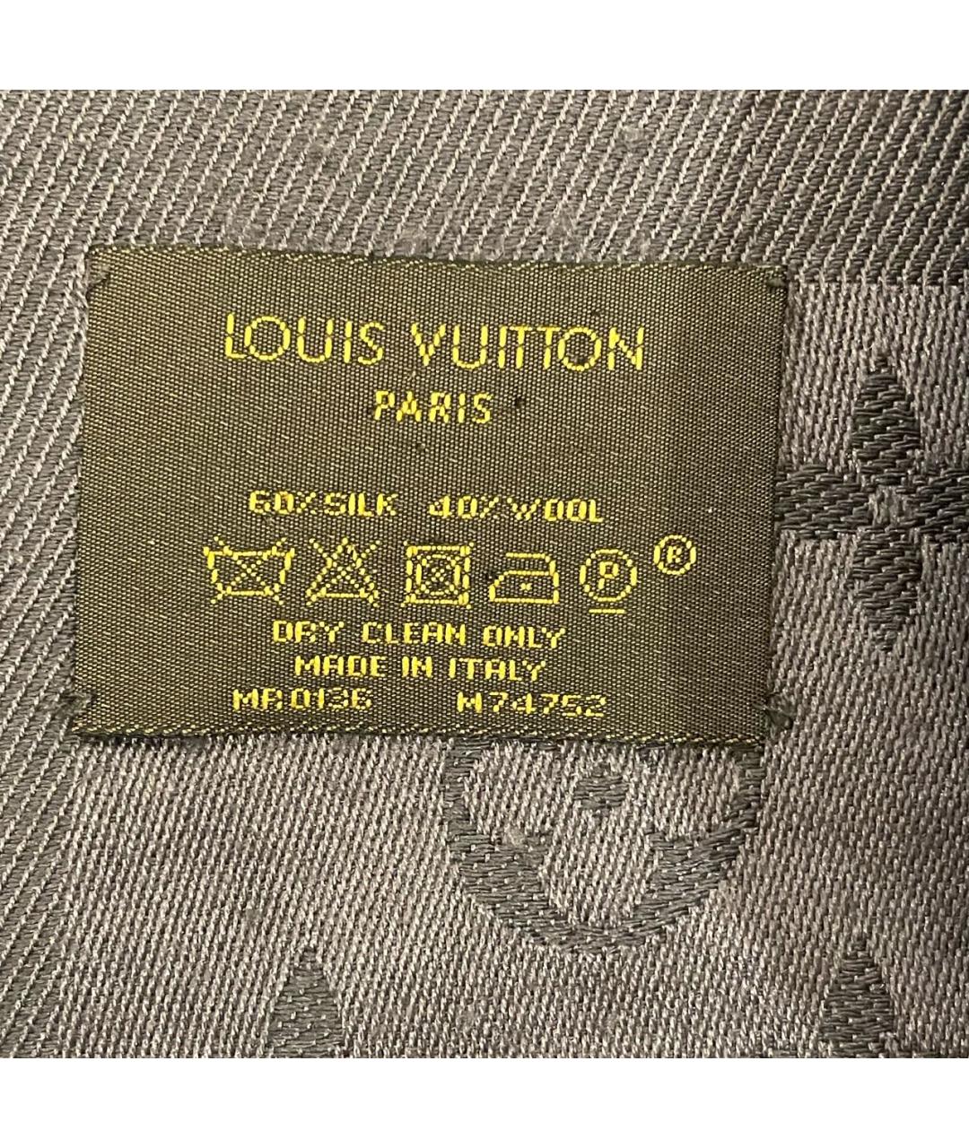 LOUIS VUITTON Антрацитовый кашемировый платок, фото 4