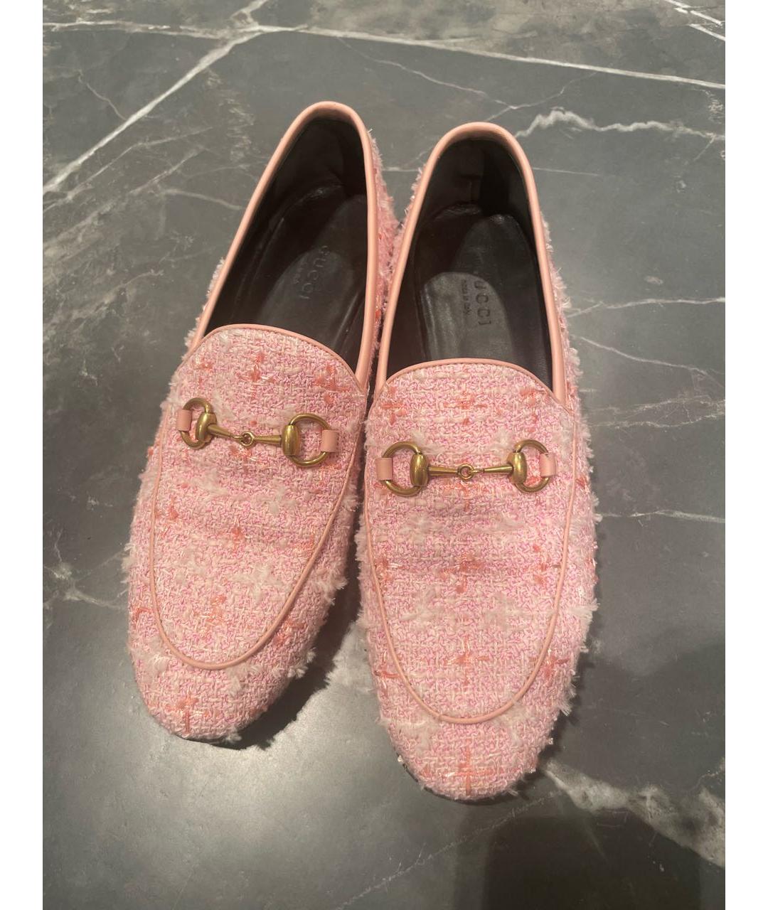 GUCCI Розовые текстильные лоферы, фото 2