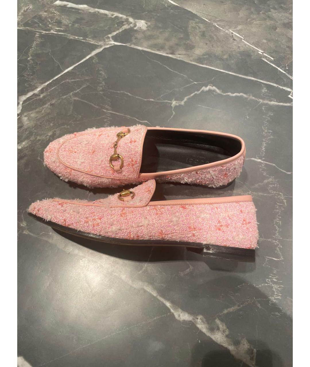 GUCCI Розовые текстильные лоферы, фото 4