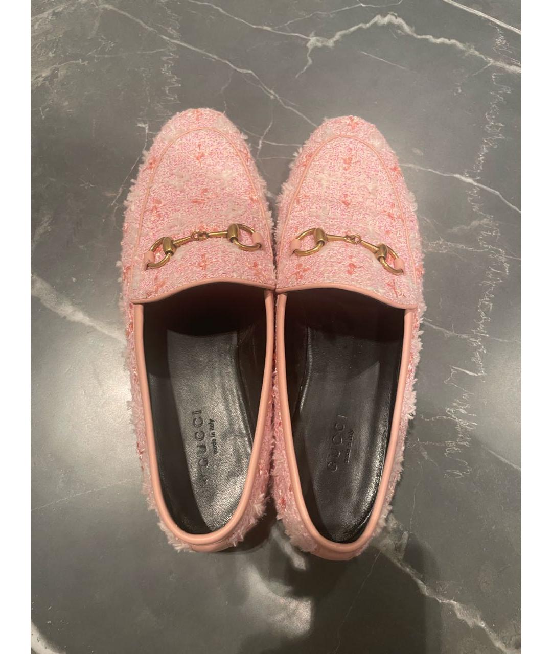 GUCCI Розовые текстильные лоферы, фото 3