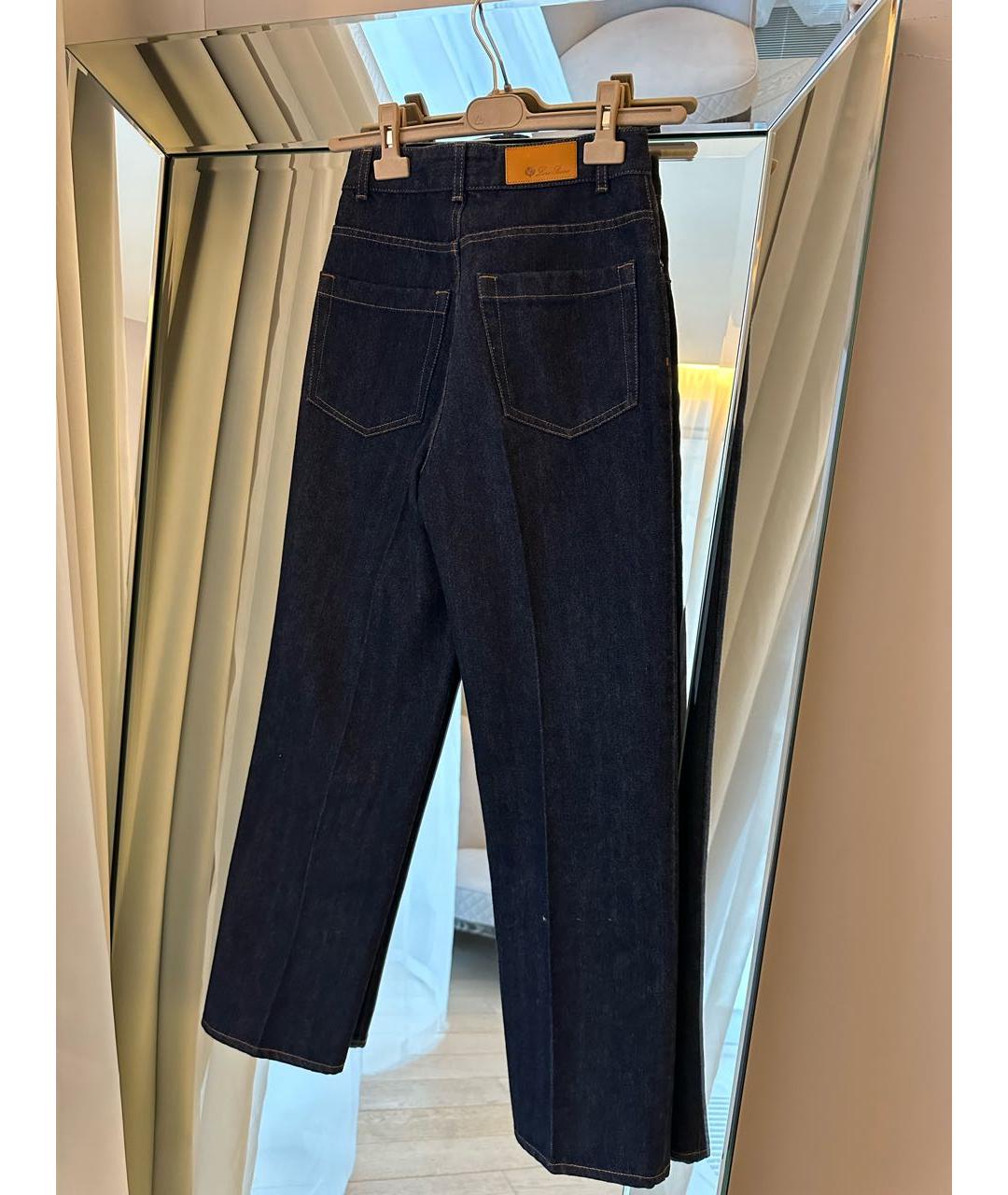 LORO PIANA Темно-синие хлопко-кашемировые прямые джинсы, фото 5