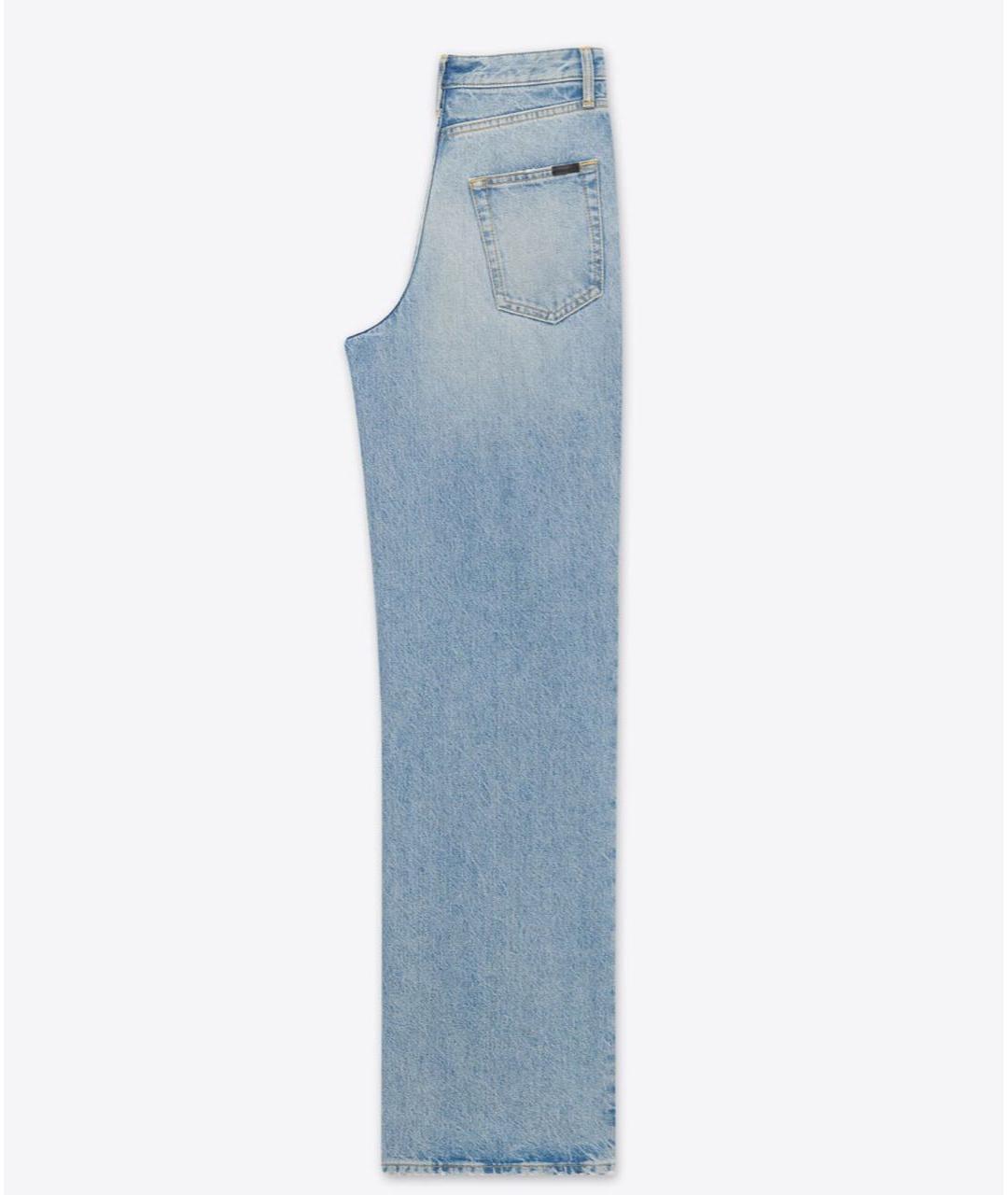 SAINT LAURENT Голубые хлопковые прямые джинсы, фото 3