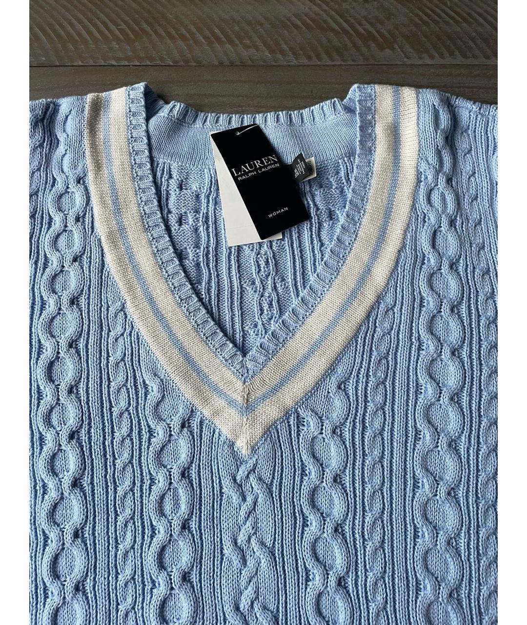 RALPH LAUREN Голубой хлопковый джемпер / свитер, фото 4