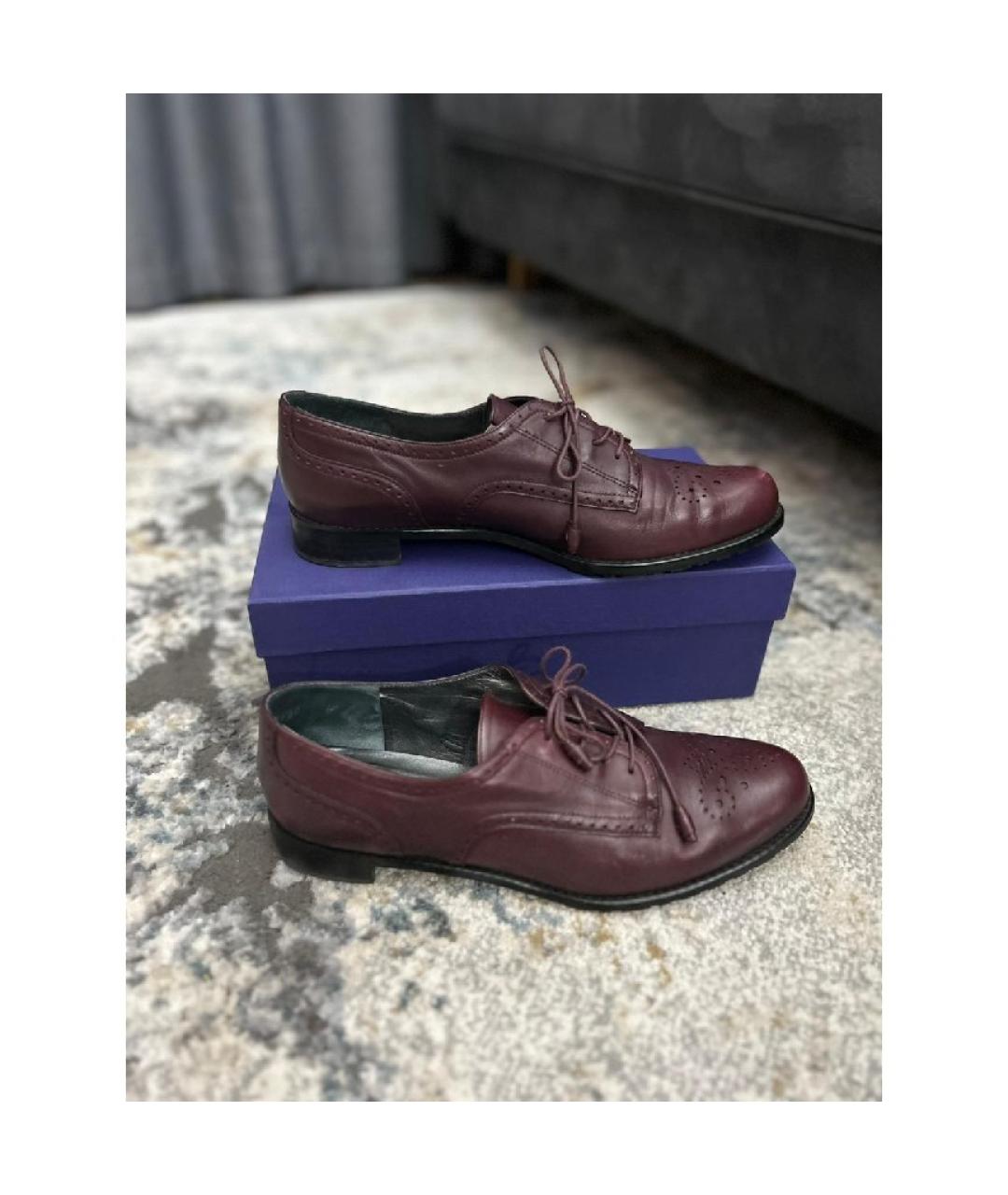 STUART WEITZMAN Бордовые кожаные туфли, фото 3