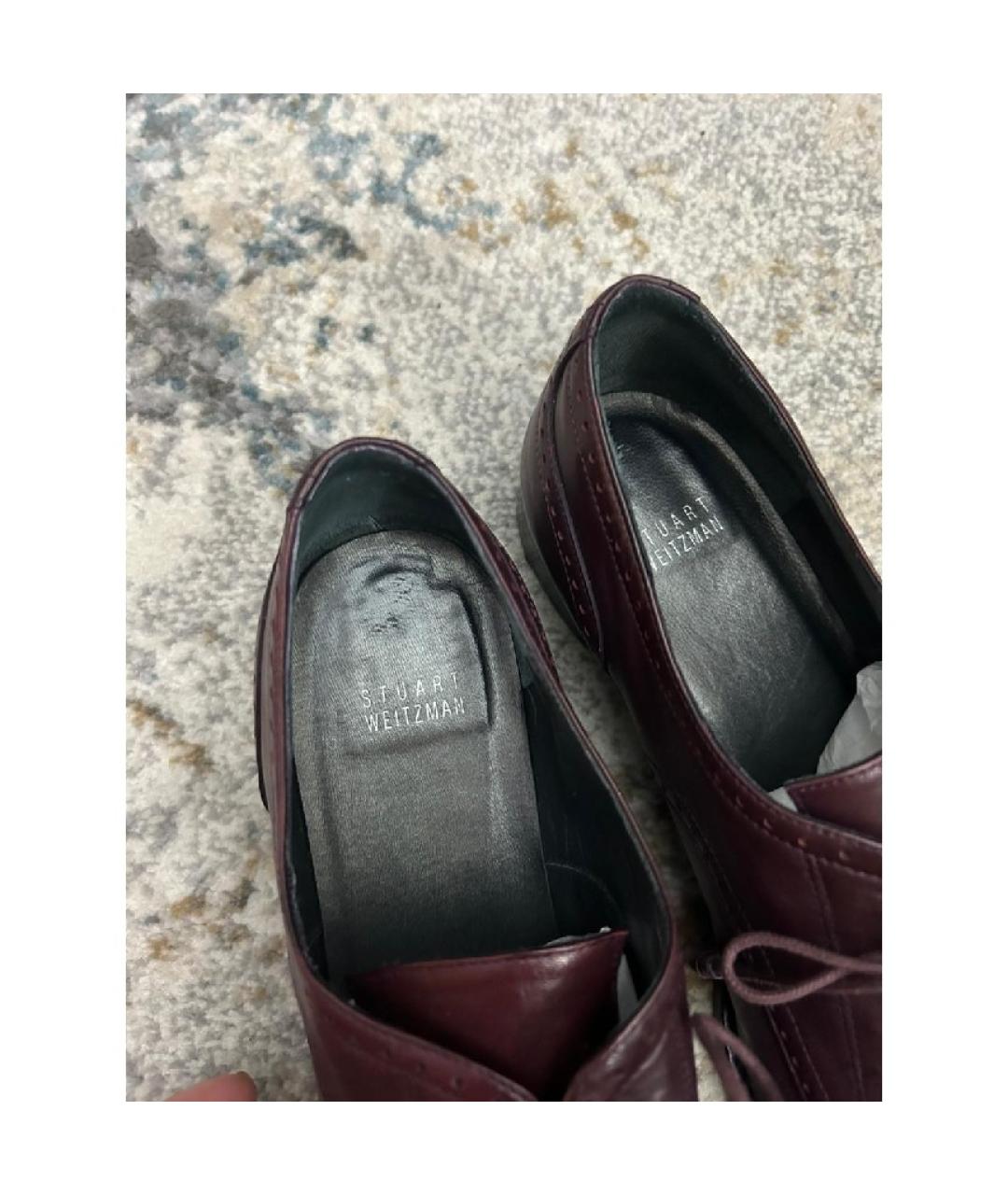 STUART WEITZMAN Бордовые кожаные туфли, фото 6