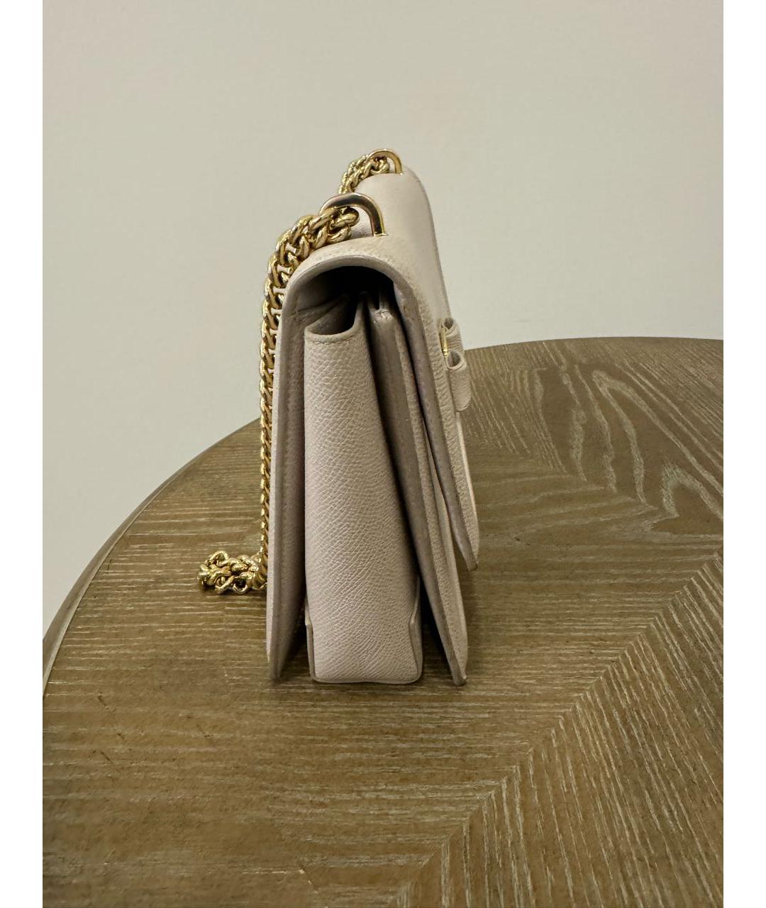FERRAGAMO Бежевая кожаная сумка через плечо, фото 2