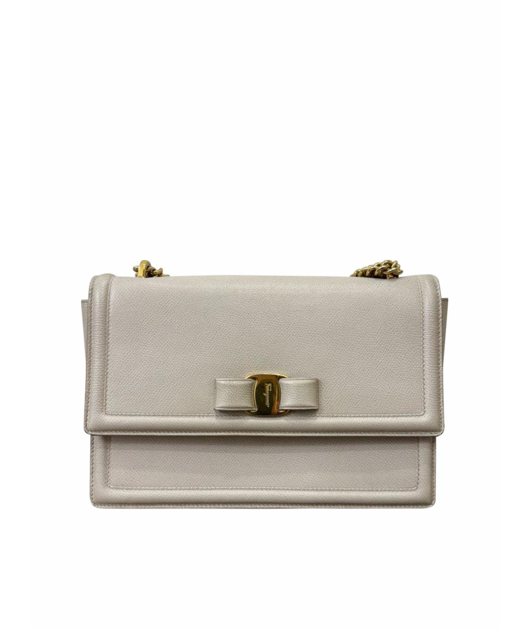 FERRAGAMO Бежевая кожаная сумка через плечо, фото 1