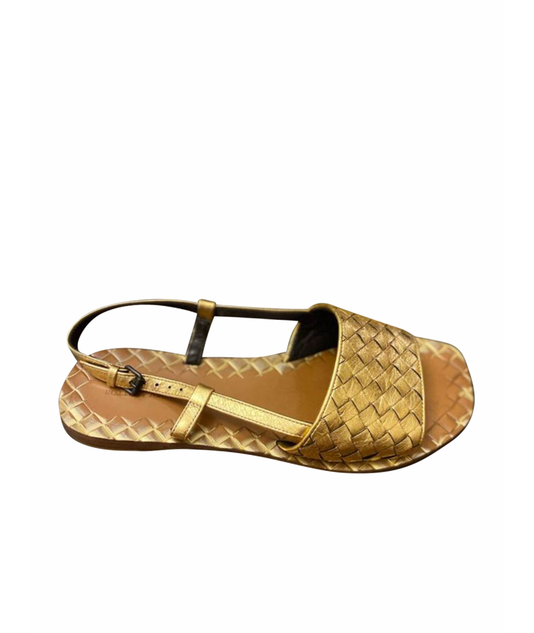 BOTTEGA VENETA Золотые кожаные сандалии, фото 1