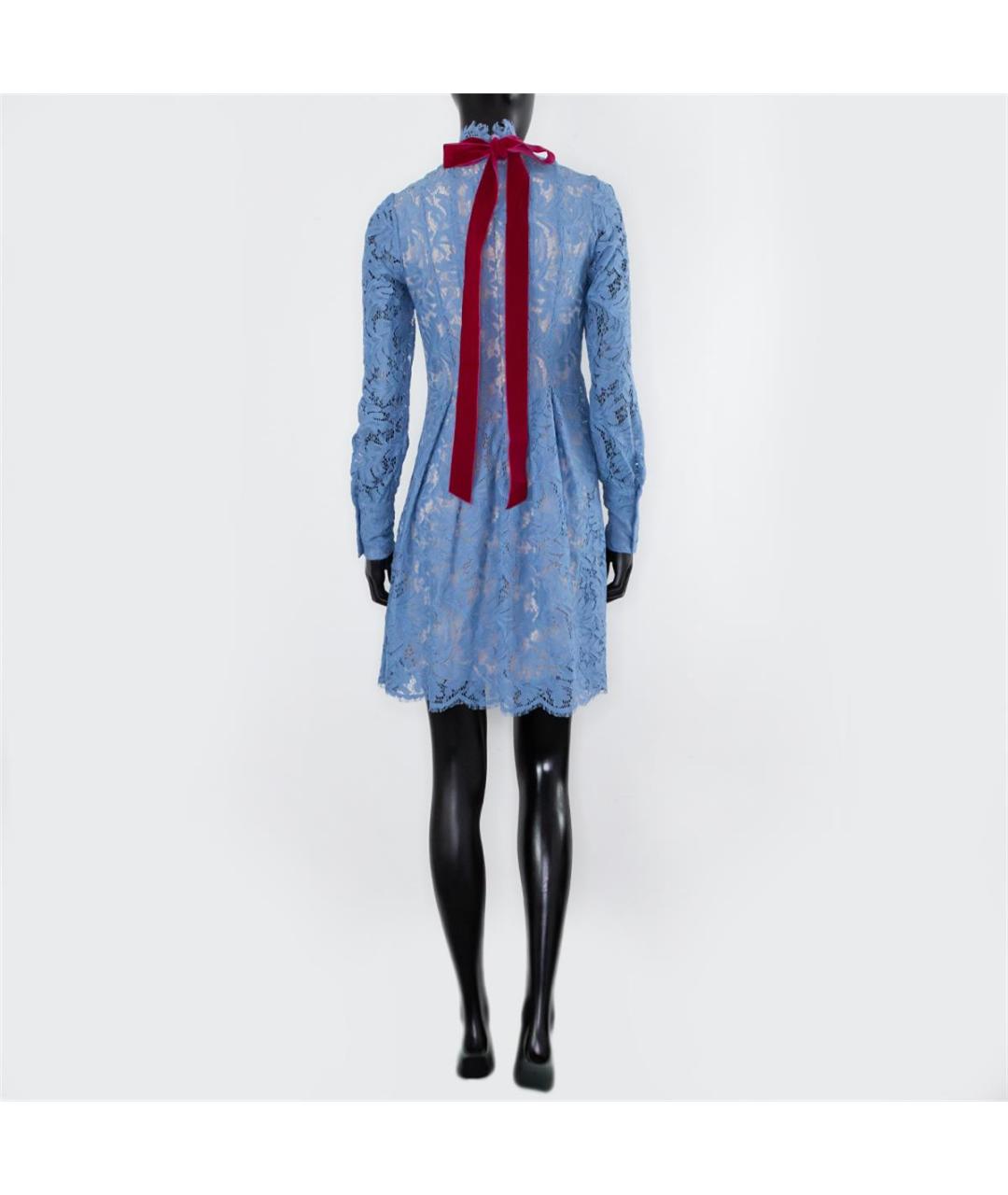 MSGM Голубое кружевное повседневное платье, фото 3
