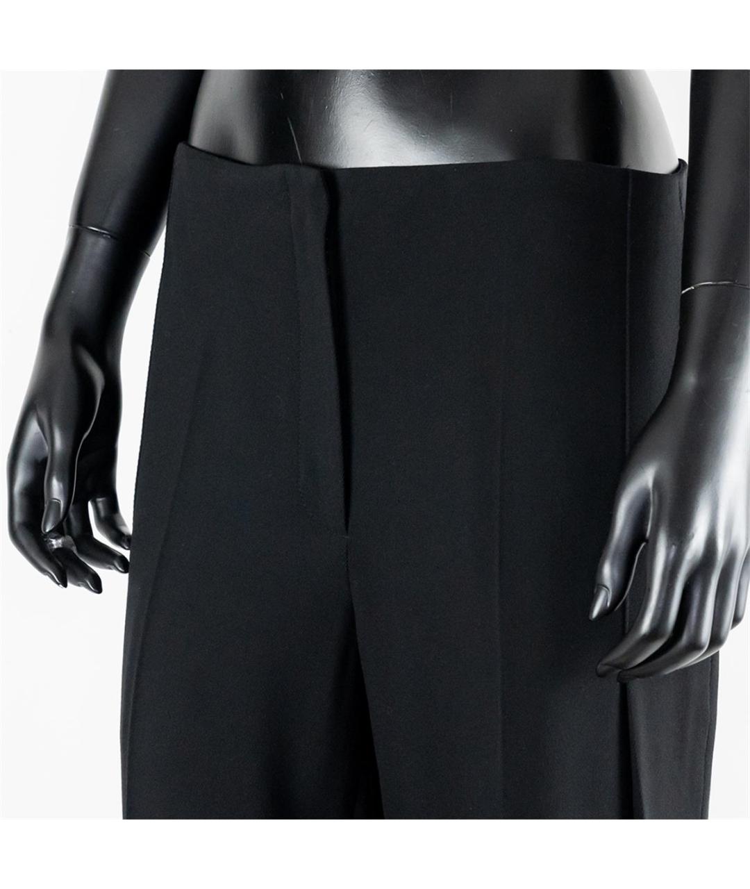 JIL SANDER Черные шерстяные прямые брюки, фото 2
