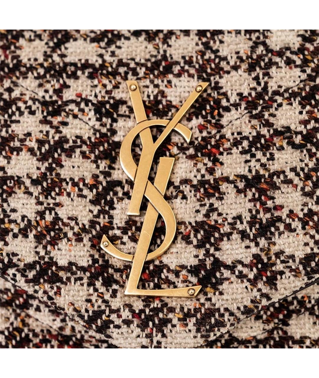 SAINT LAURENT Бежевая тканевая сумка через плечо, фото 2
