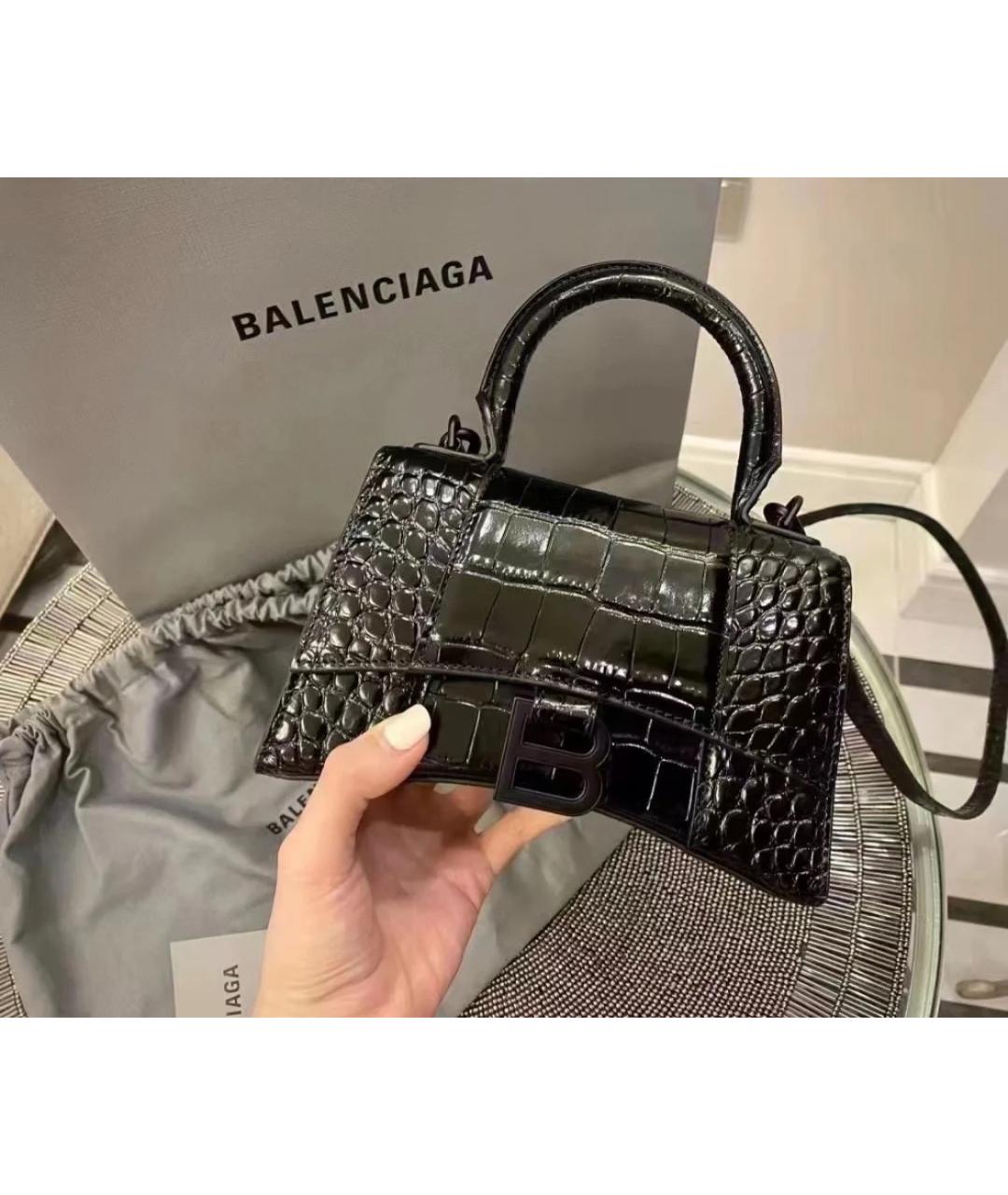 BALENCIAGA Черная кожаная сумка через плечо, фото 2