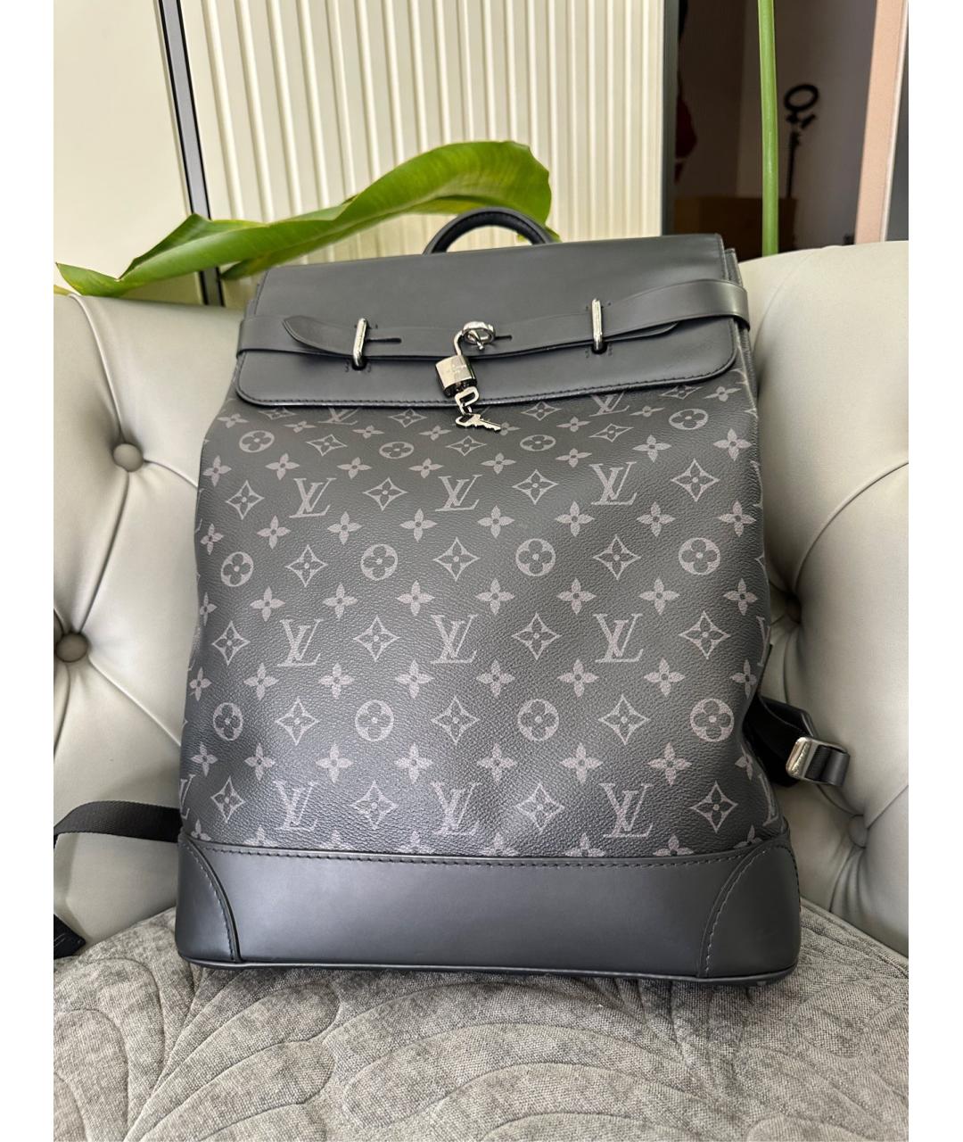 LOUIS VUITTON Черный кожаный рюкзак, фото 2