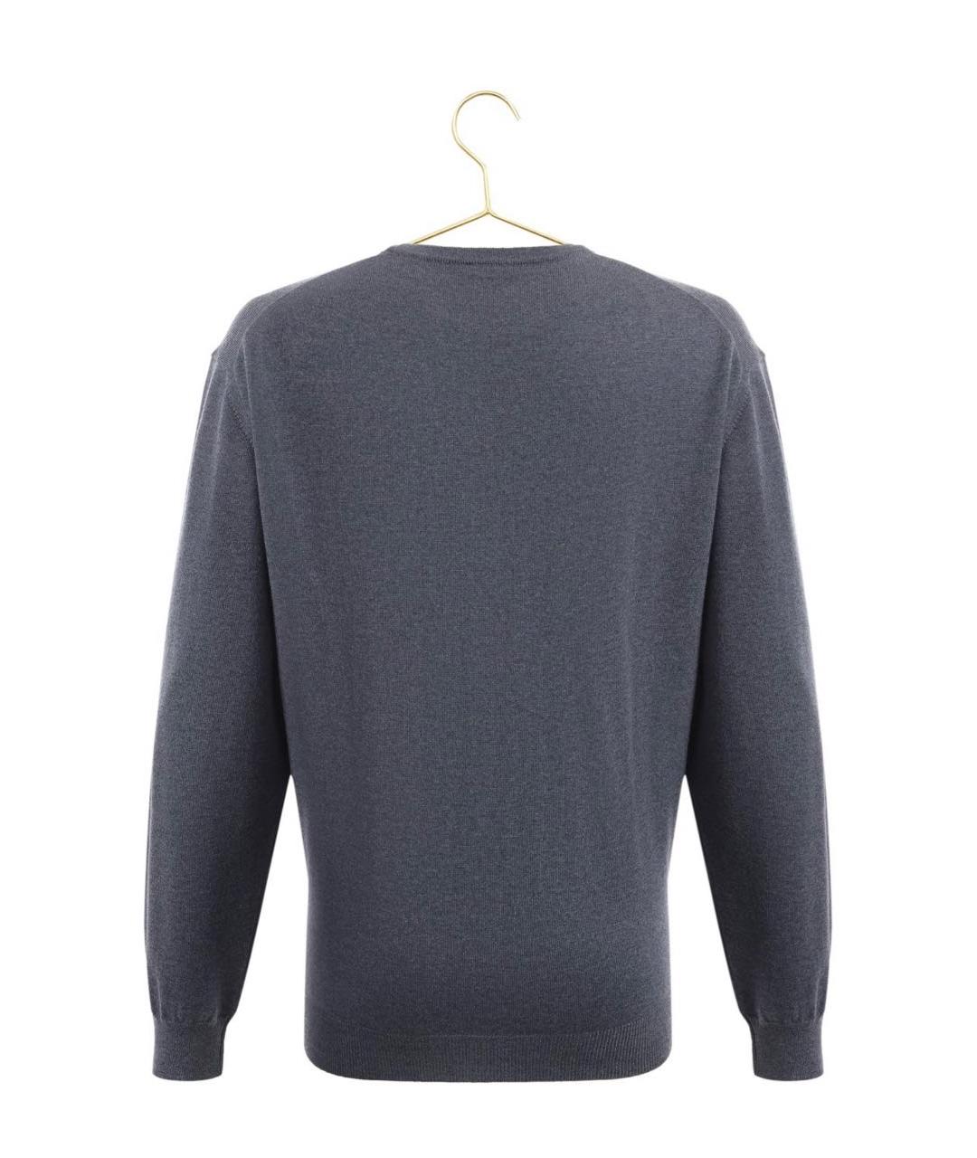 CANALI Темно-синий шерстяной джемпер / свитер, фото 2