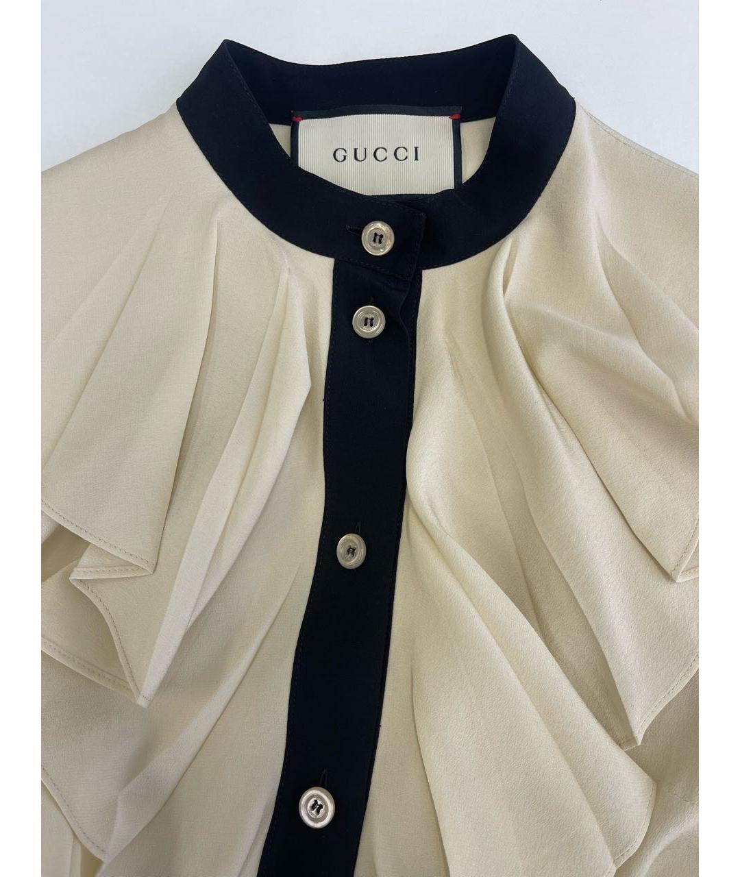 GUCCI Бежевая шелковая блузы, фото 3