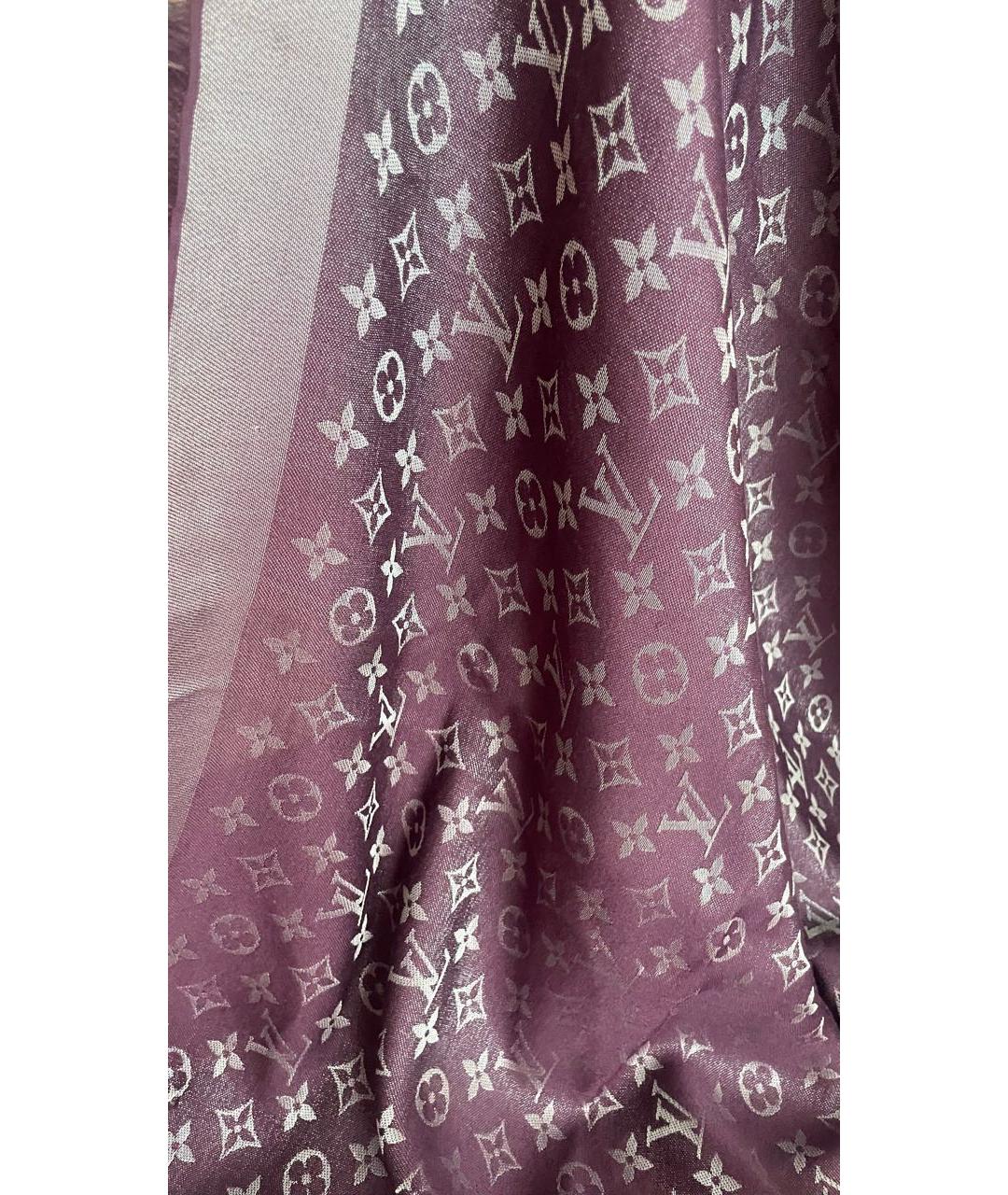 LOUIS VUITTON Бордовый шерстяной платок, фото 6