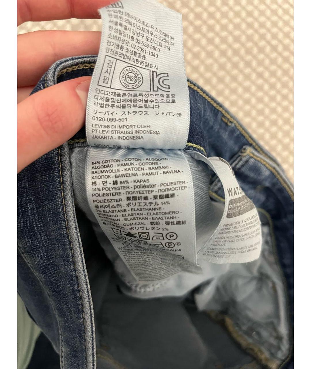 LEVI'S Синие хлопко-полиэстеровые джинсы слим, фото 5