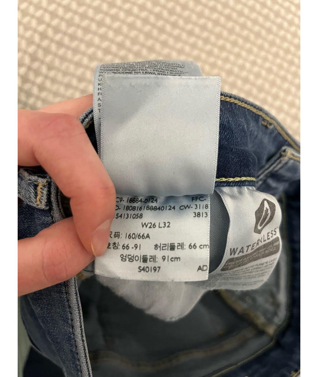 LEVI'S Синие хлопко-полиэстеровые джинсы слим, фото 6