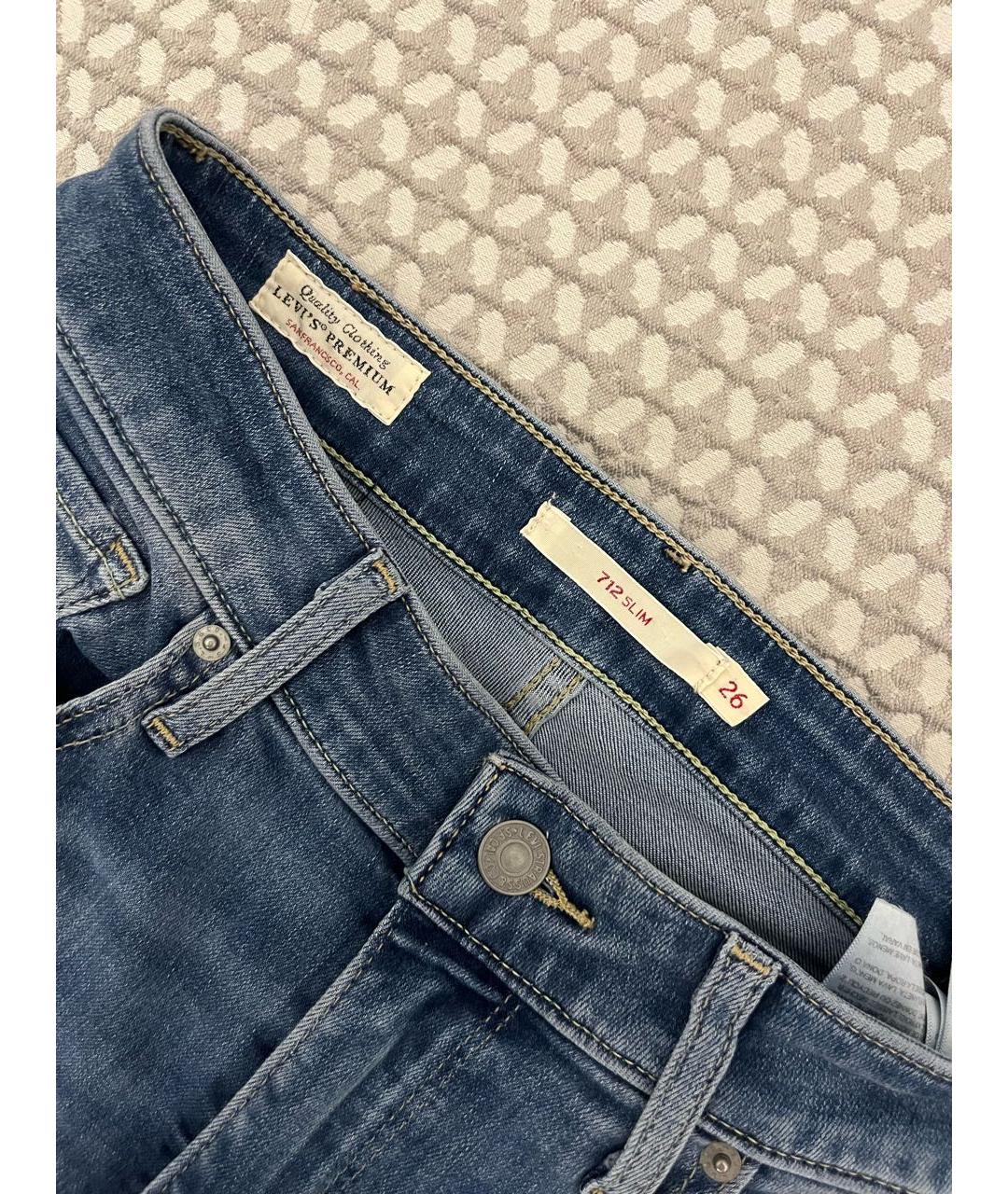 LEVI'S Синие хлопко-полиэстеровые джинсы слим, фото 3