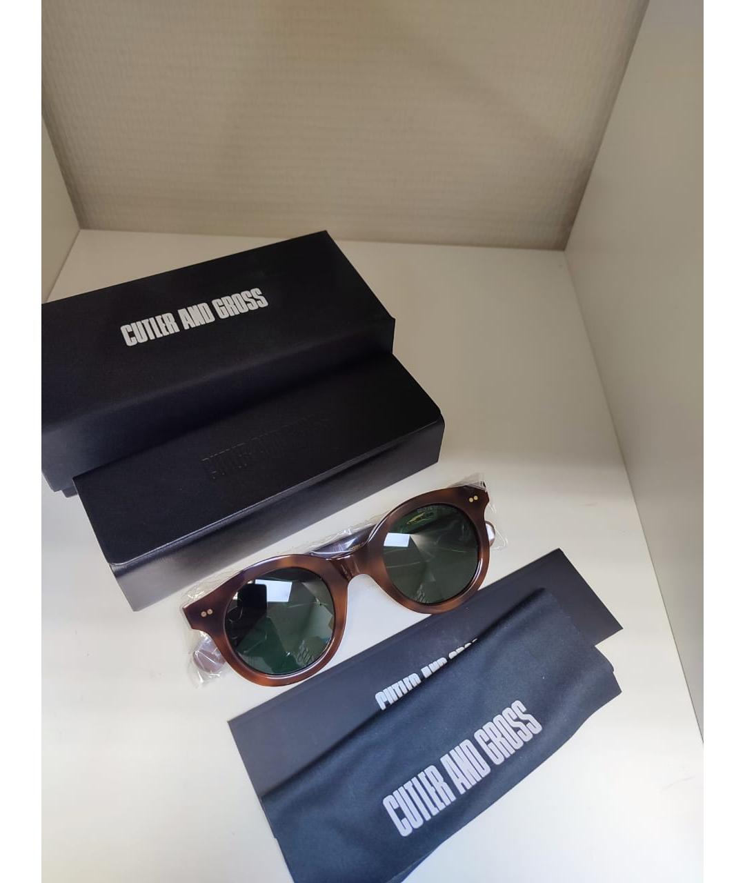 CUTLER & GROSS Коричневые пластиковые солнцезащитные очки, фото 4