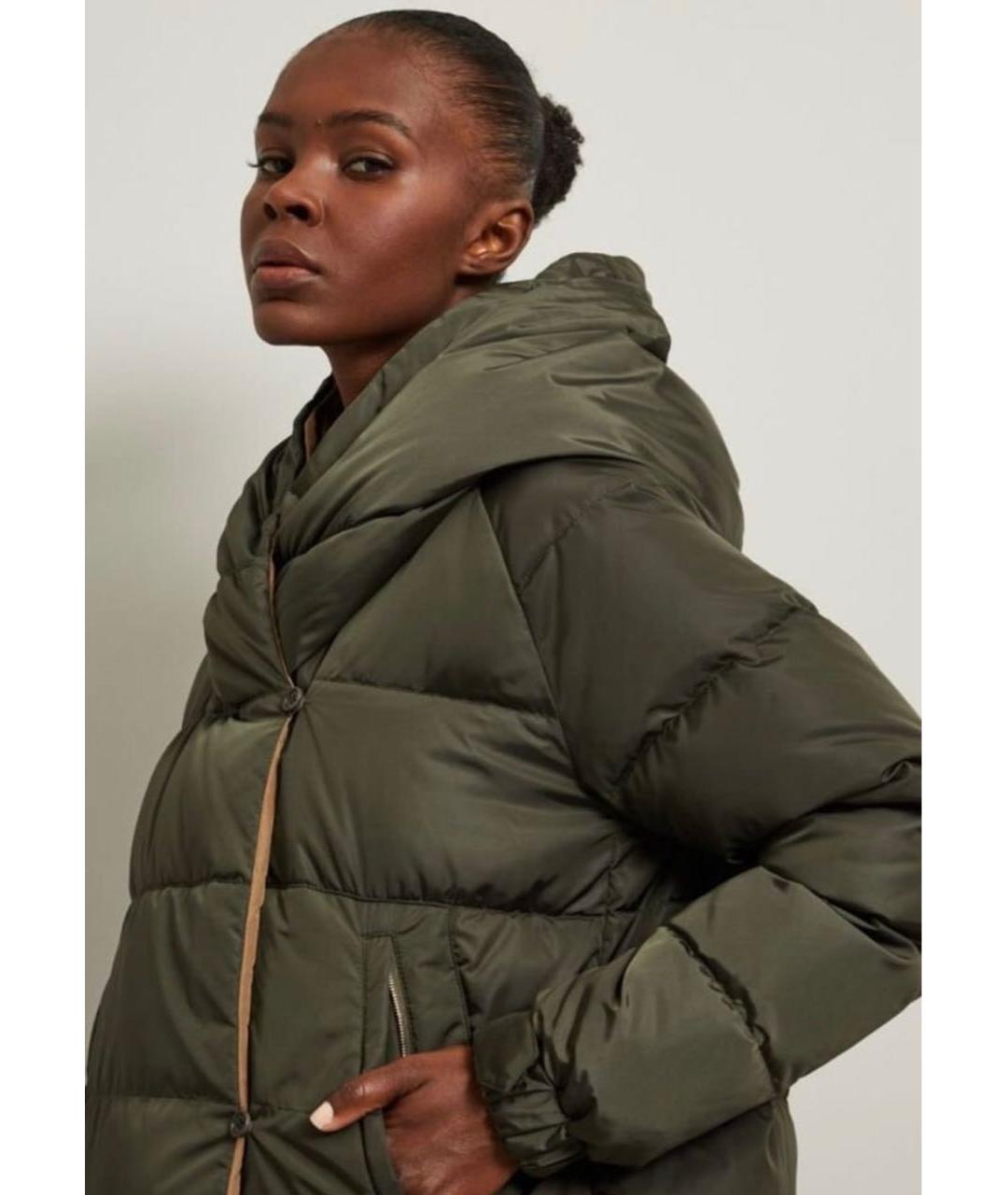 MAX MARA Хаки полиамидовый пуховик, фото 4