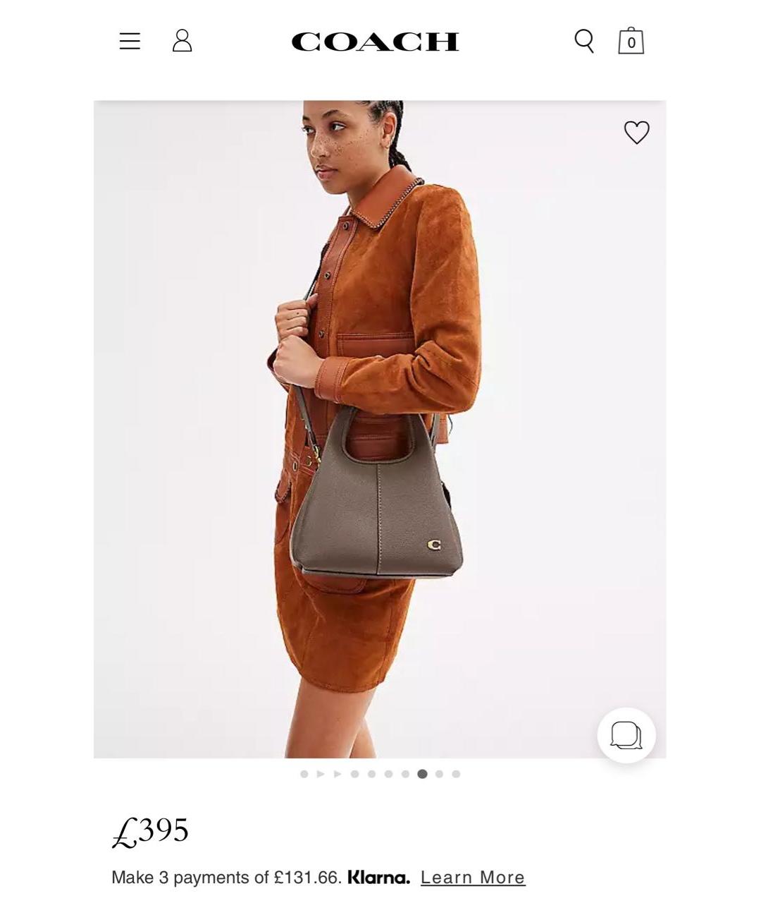 COACH Бежевая кожаная сумка через плечо, фото 6