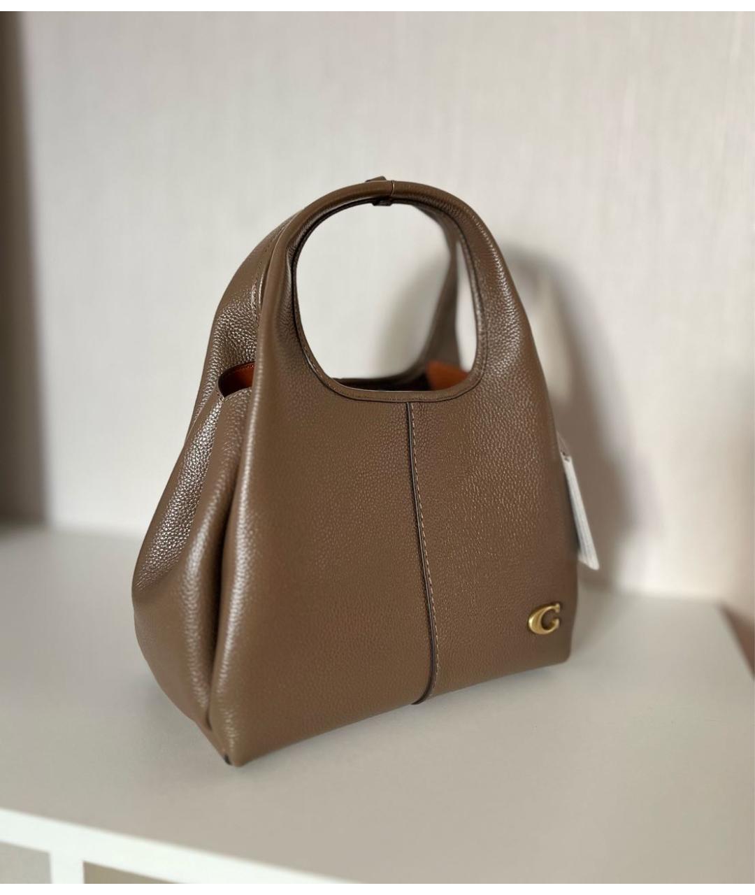 COACH Бежевая кожаная сумка через плечо, фото 5