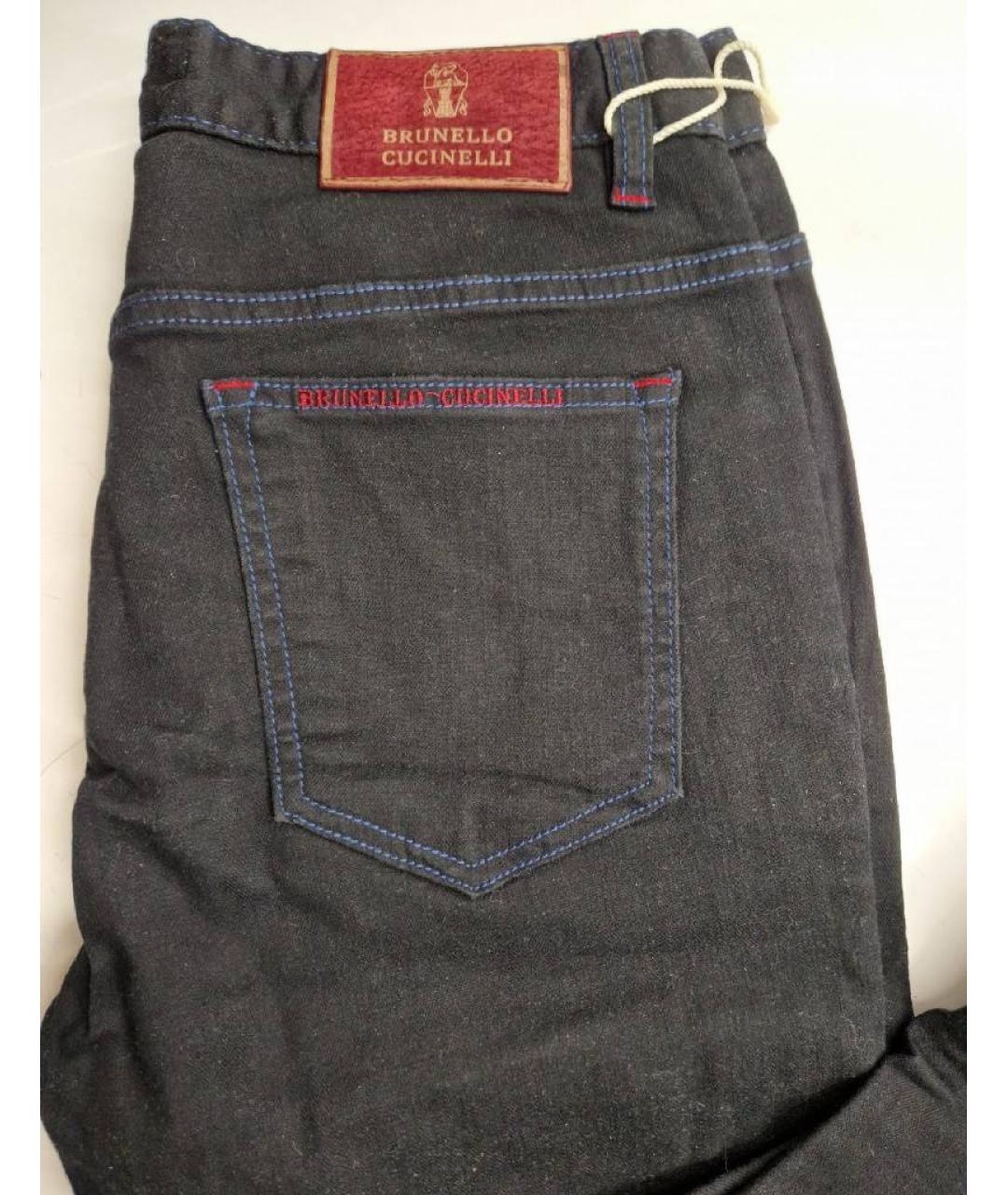 BRUNELLO CUCINELLI Темно-синие хлопковые джинсы скинни, фото 5