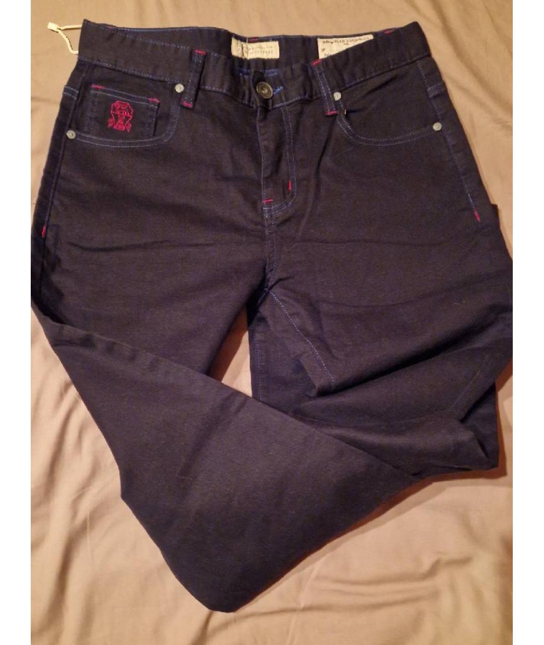 BRUNELLO CUCINELLI Темно-синие хлопковые джинсы скинни, фото 3