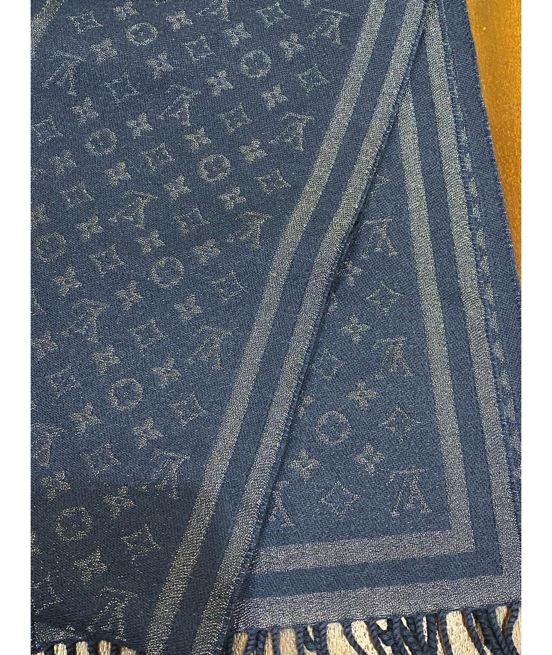 LOUIS VUITTON PRE-OWNED Темно-синий шерстяной шарф, фото 3