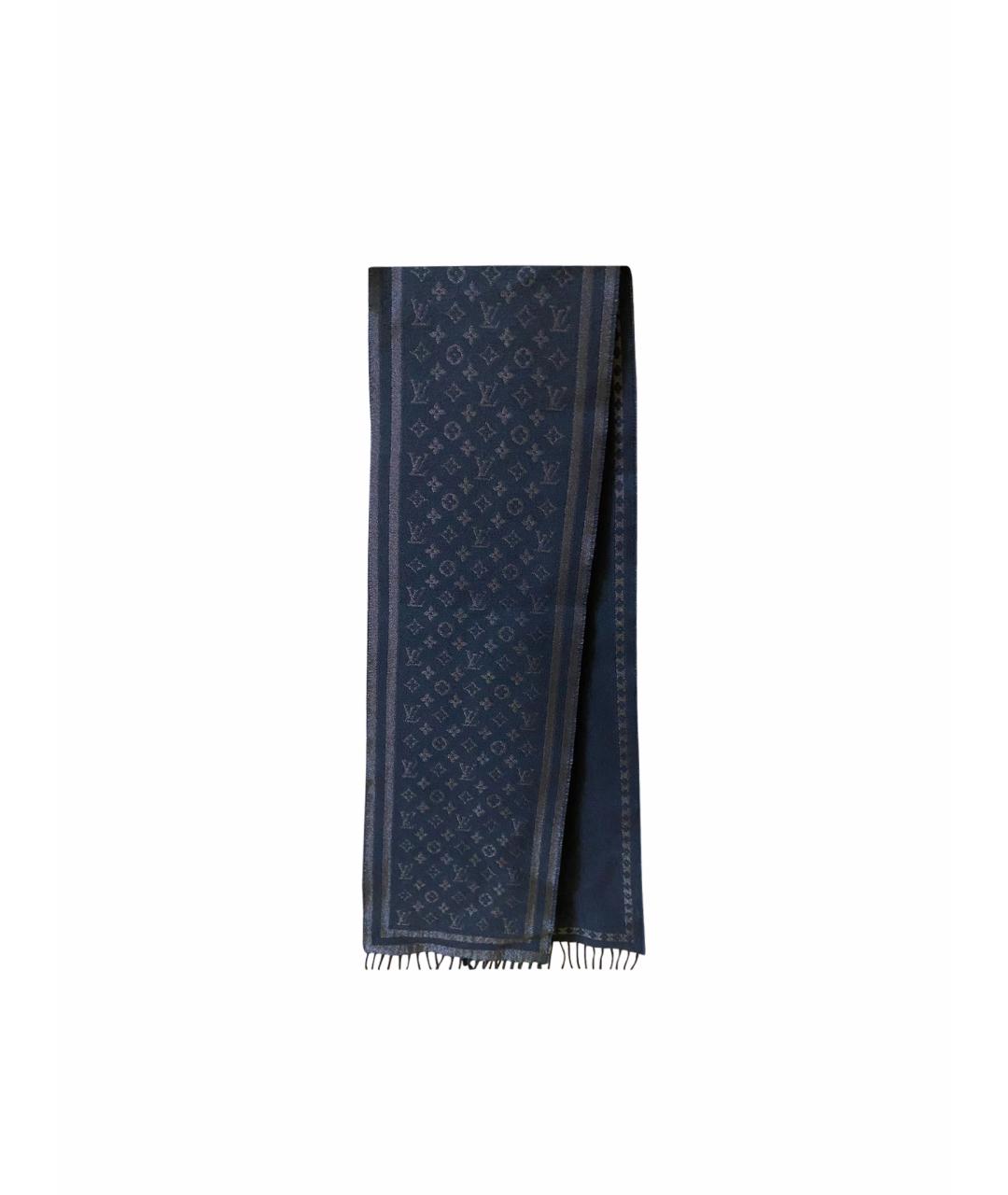 LOUIS VUITTON PRE-OWNED Темно-синий шерстяной шарф, фото 1