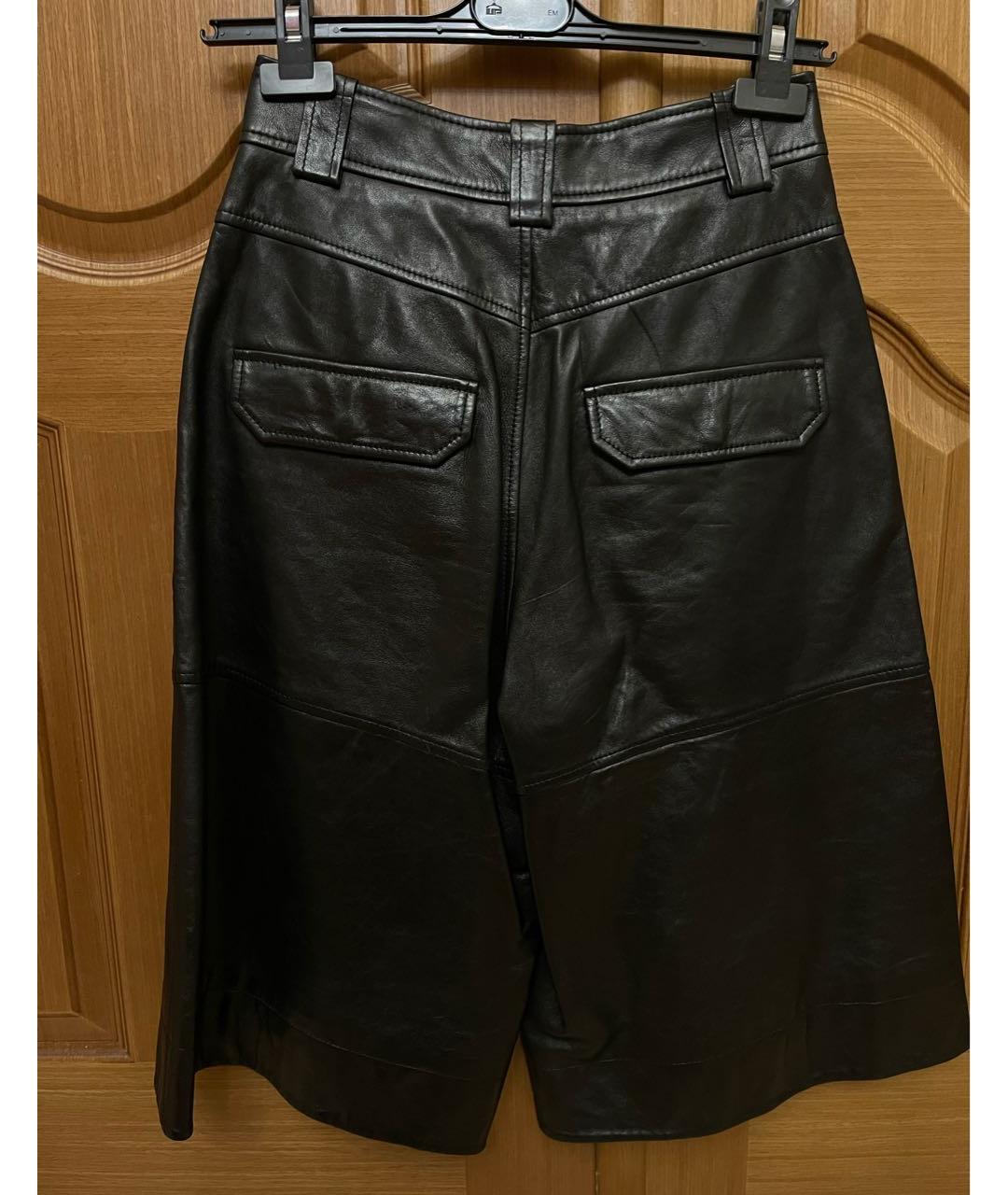 GANNI Черные кожаные шорты, фото 3