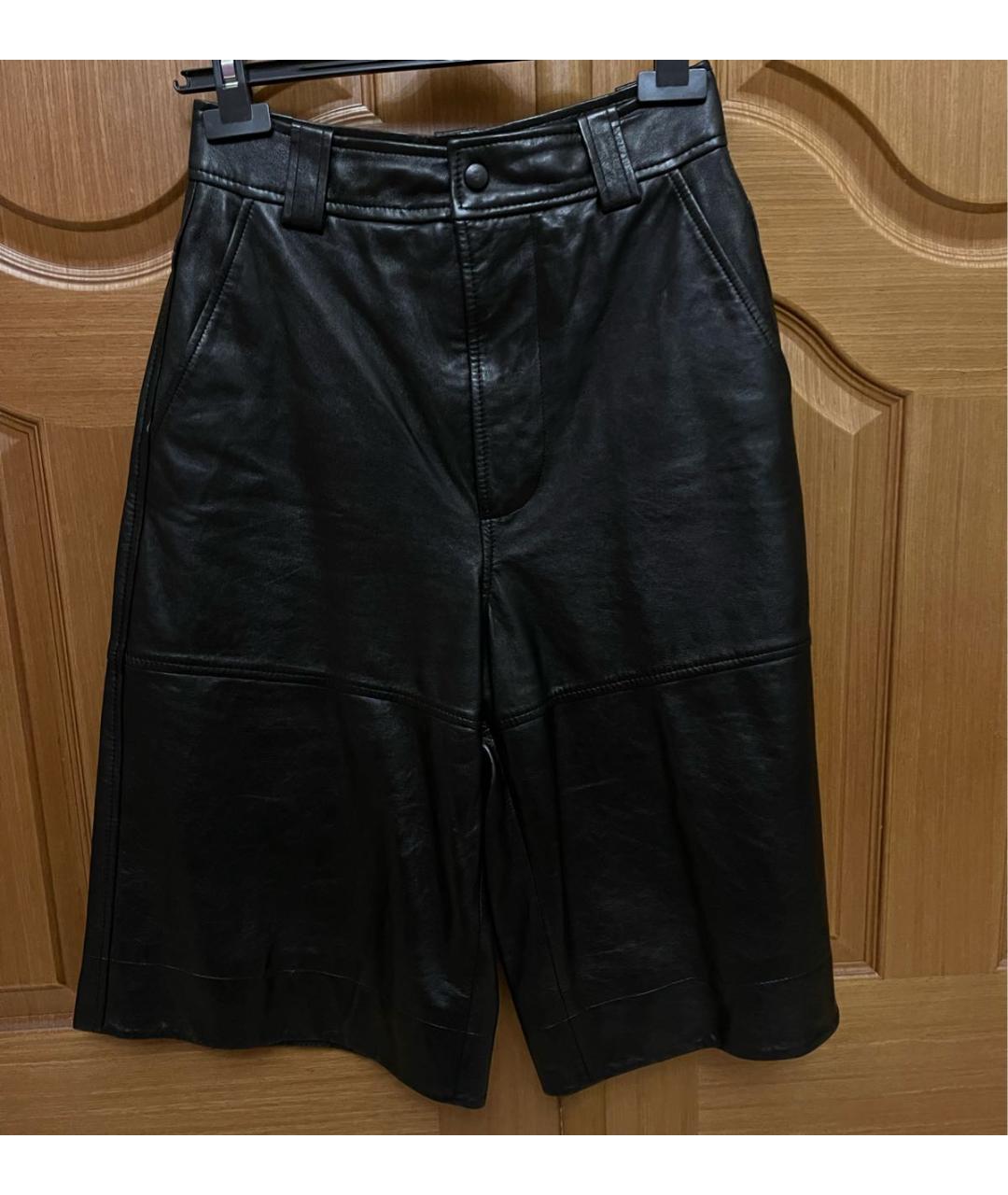 GANNI Черные кожаные шорты, фото 2