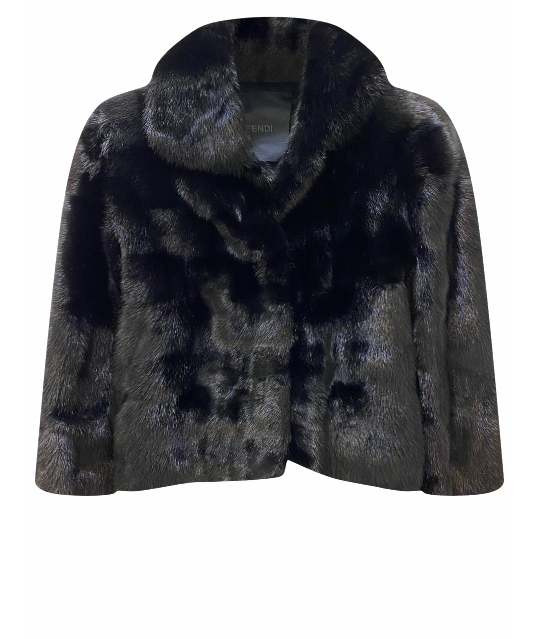 FENDI Черная меховая шуба, фото 1