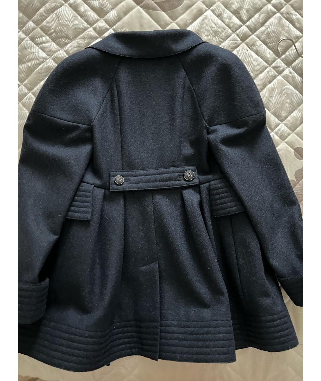 CHANEL Темно-синее шерстяное пальто, фото 2