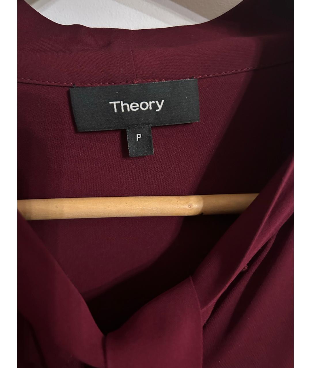 THEORY Бордовая шелковая блузы, фото 3