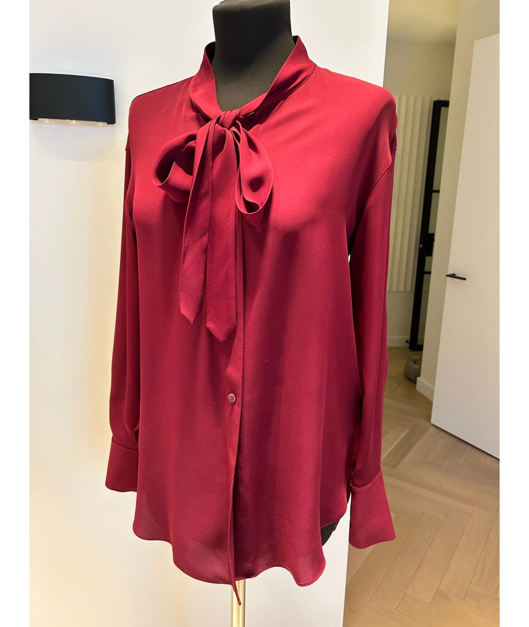 THEORY Бордовая шелковая блузы, фото 9