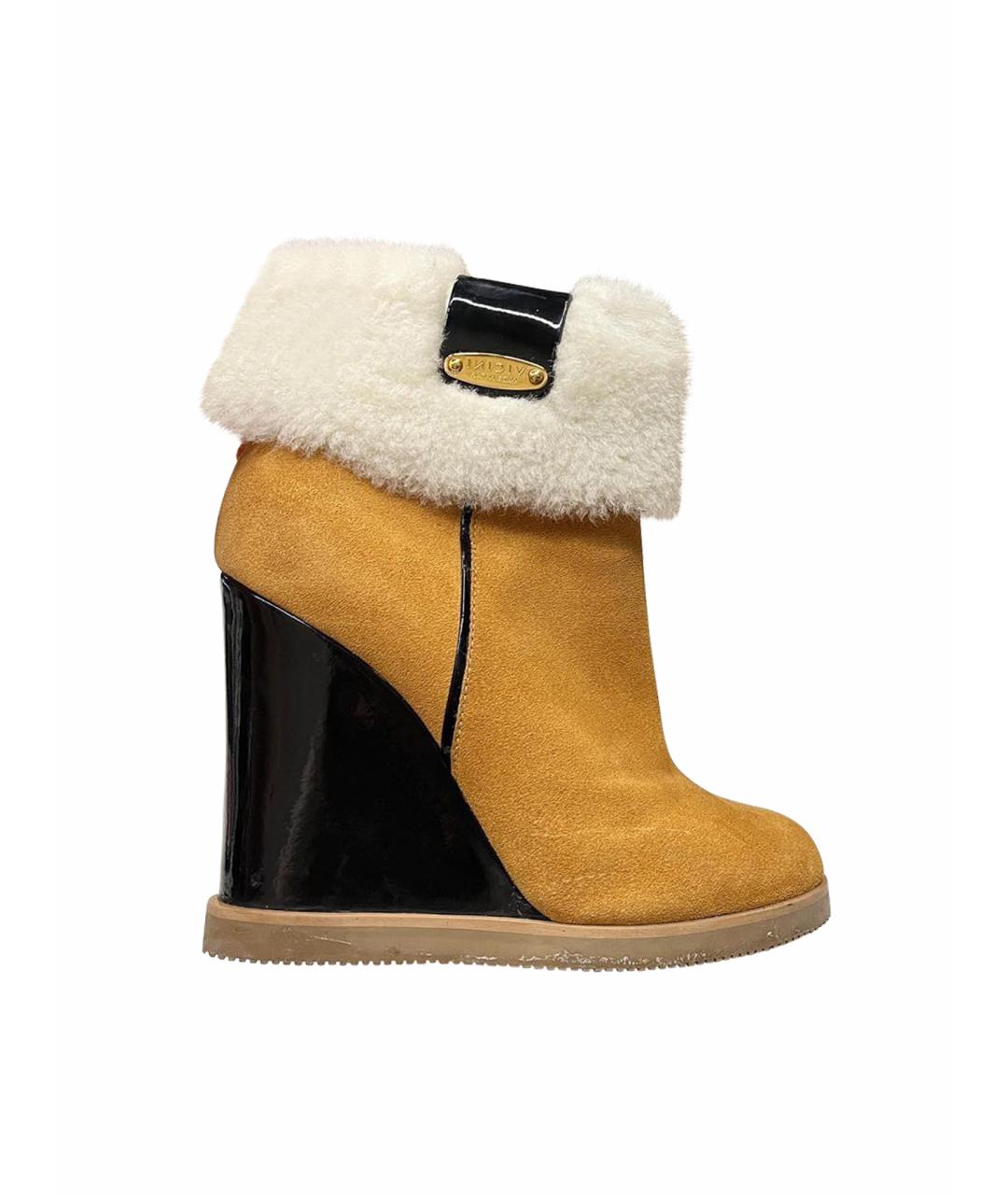 VICINI Горчичные замшевые ботильоны, фото 1