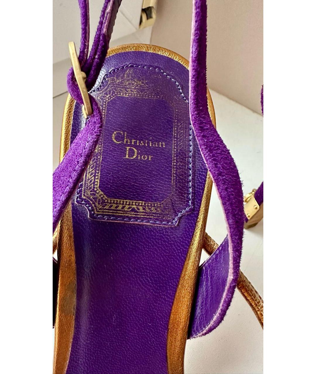 CHRISTIAN DIOR PRE-OWNED Фиолетовые нубуковые босоножки, фото 8