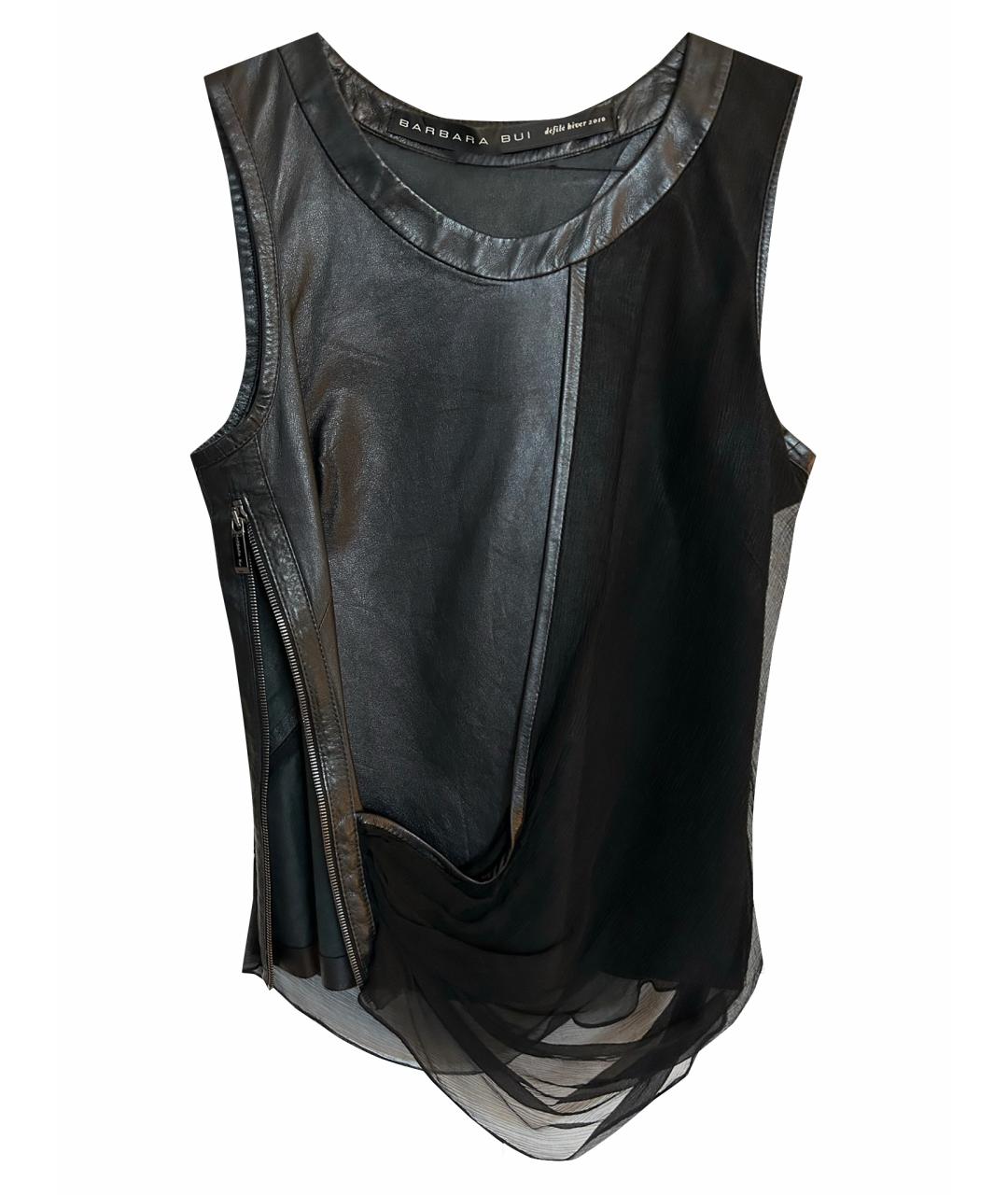 BARBARA BUI Черная кожаная блузы, фото 1
