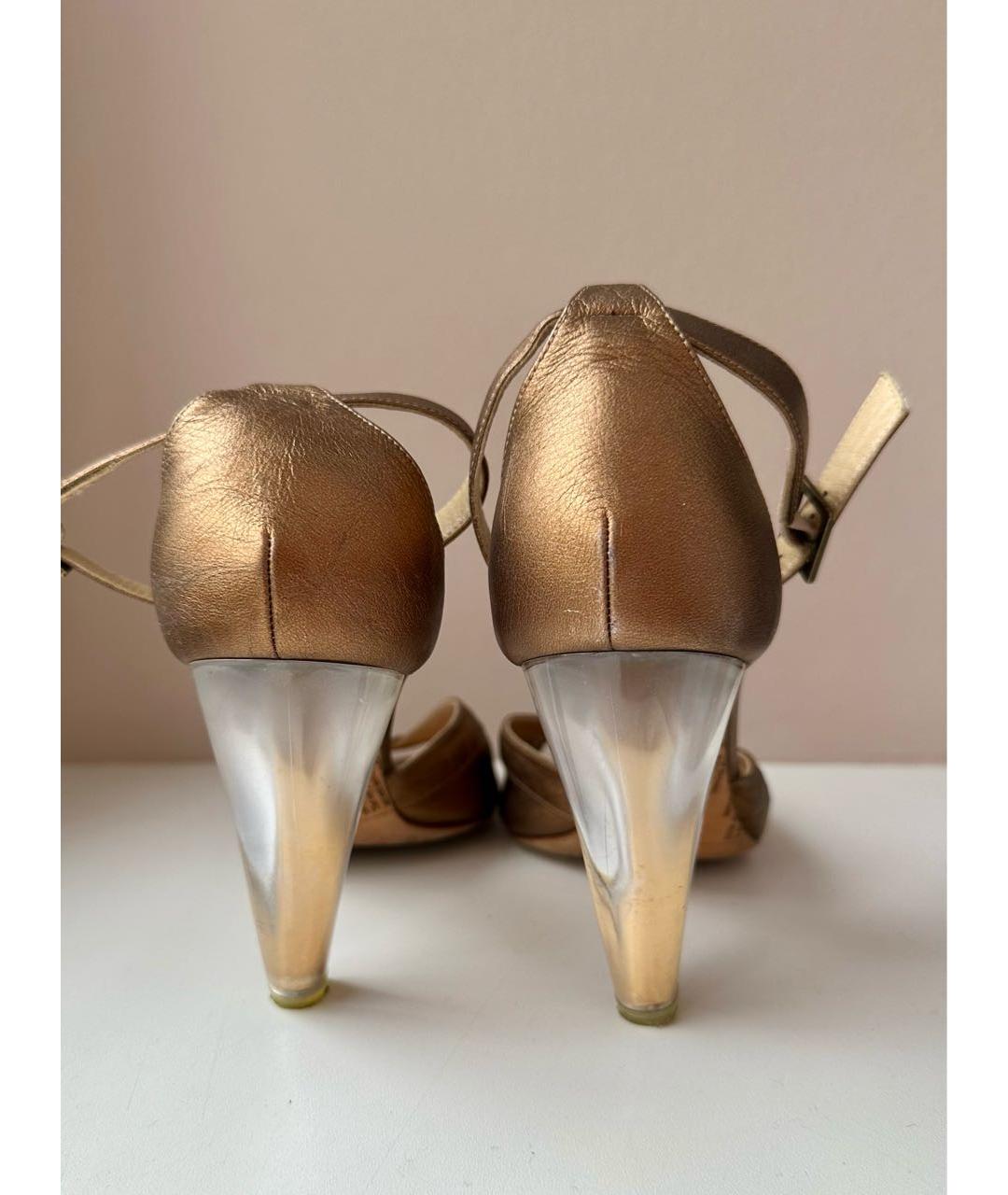 JOHN GALLIANO Золотые кожаные туфли, фото 4
