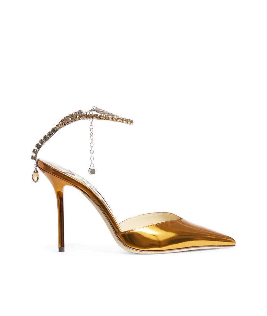 JIMMY CHOO Золотые туфли из лакированной кожи, фото 6