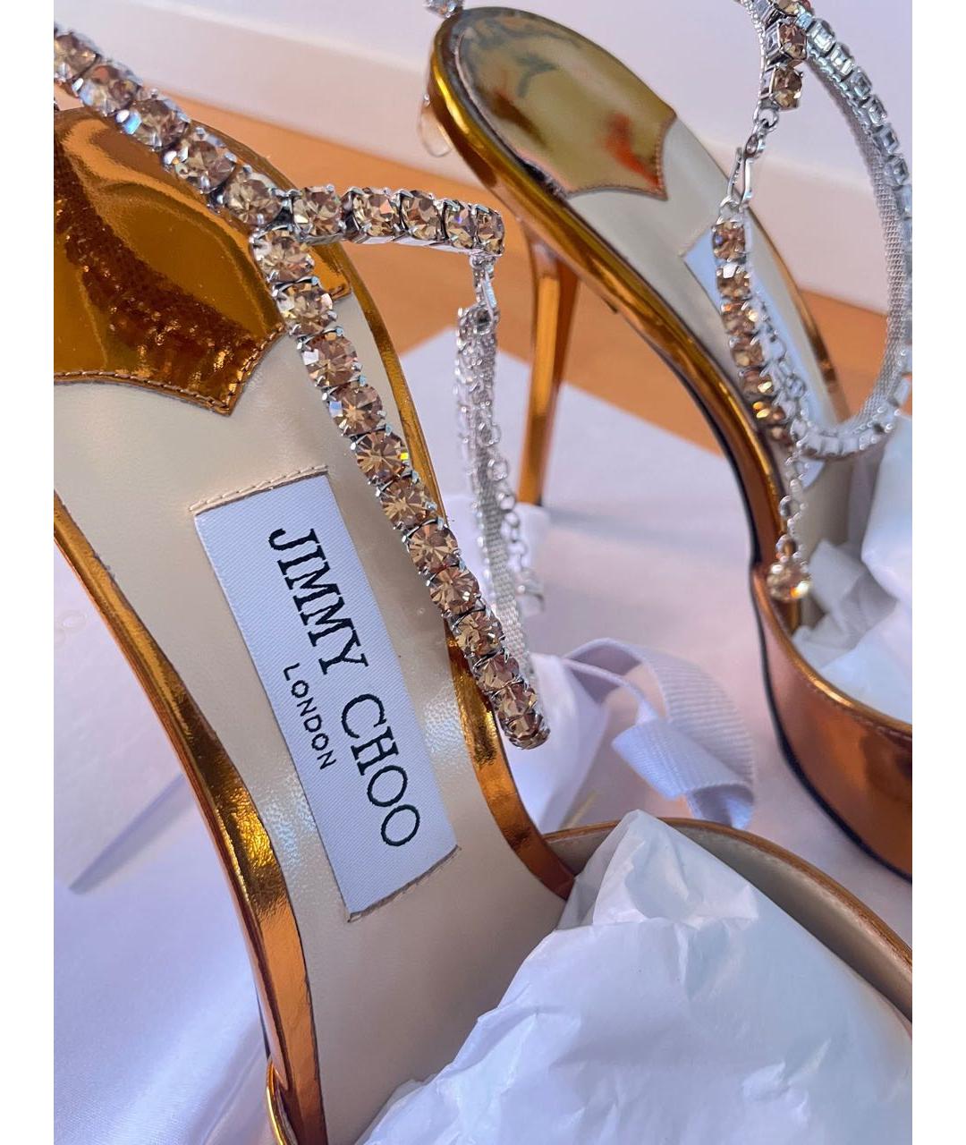 JIMMY CHOO Золотые туфли из лакированной кожи, фото 4