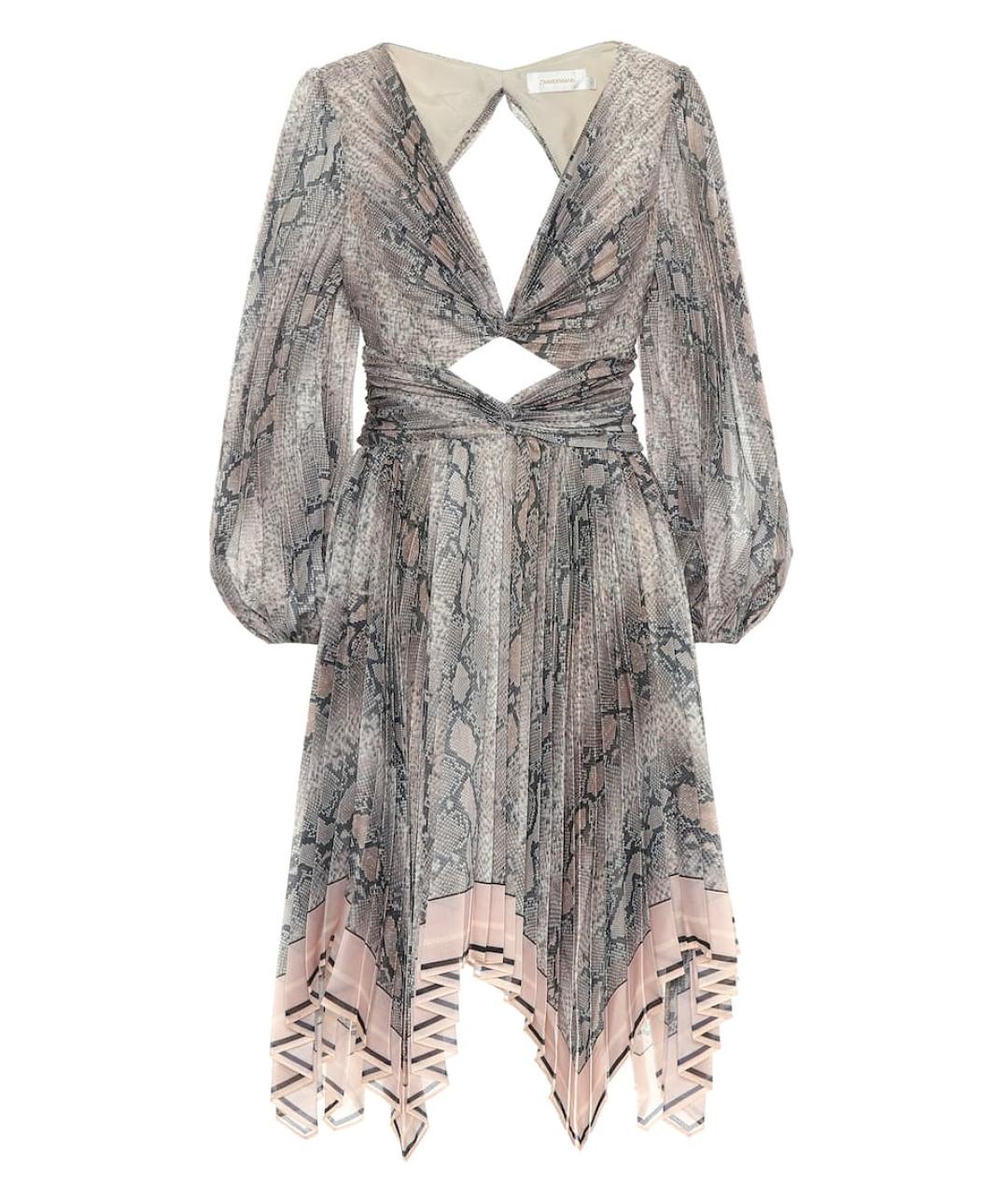 ZIMMERMANN Антрацитовое шифоновое коктейльное платье, фото 1