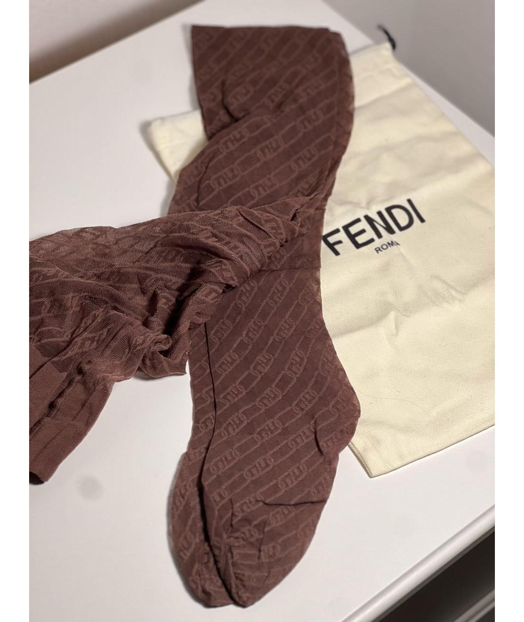 FENDI Коричневые носки, чулки и колготы, фото 5