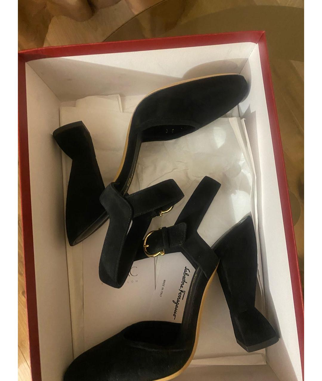 FERRAGAMO Черные замшевые туфли, фото 7