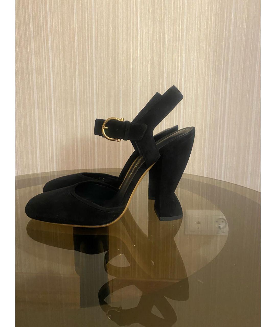 FERRAGAMO Черные замшевые туфли, фото 5